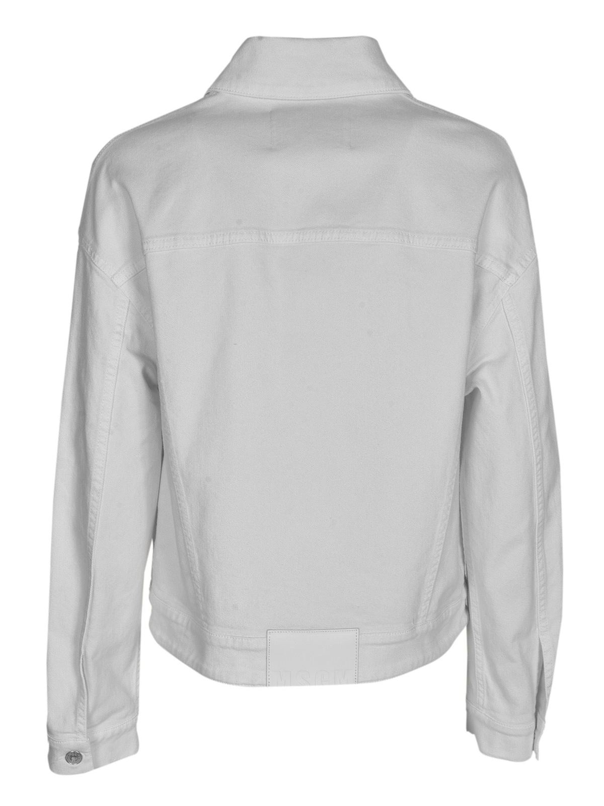 white ruffle denim jacket