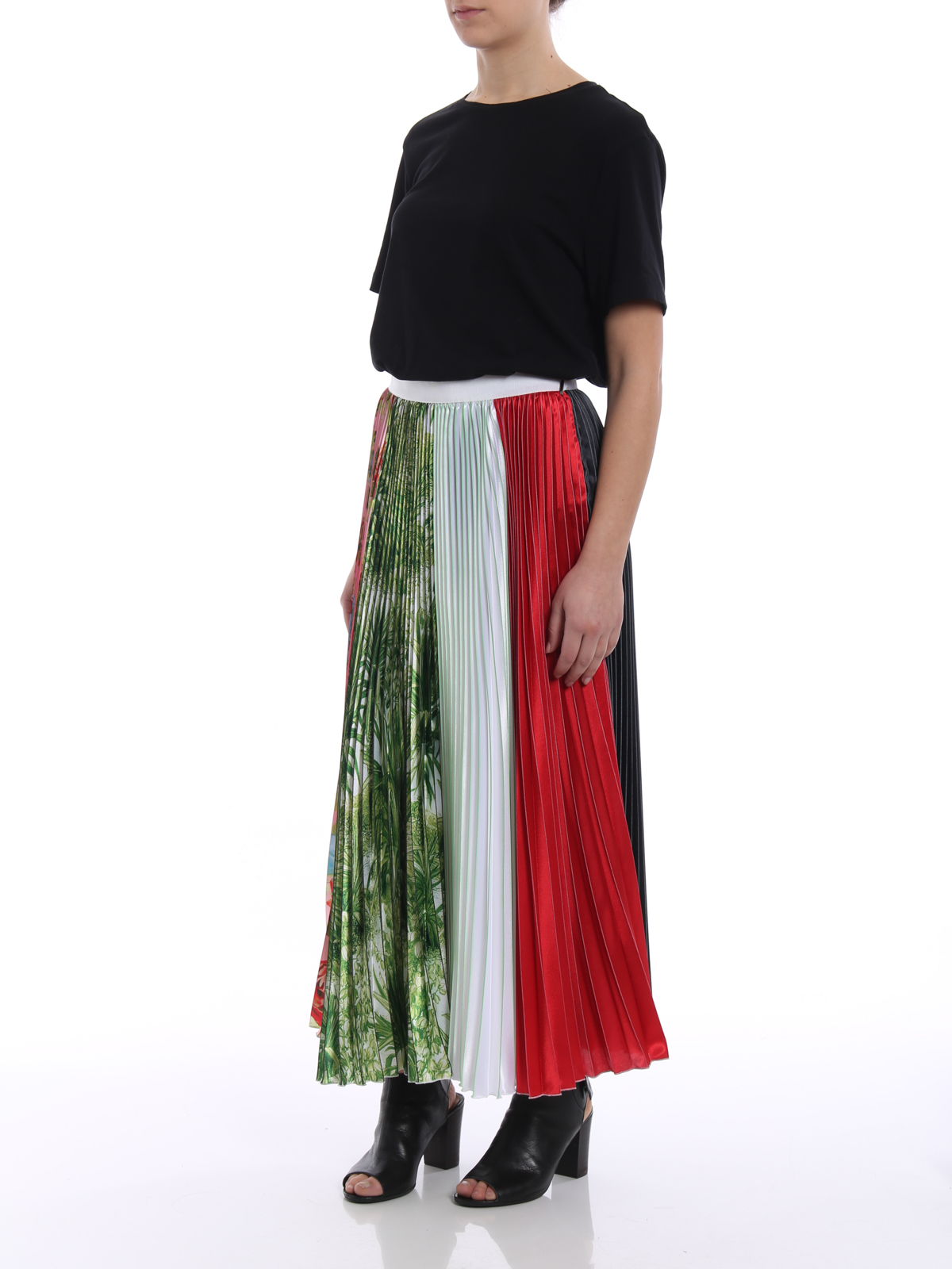 patchwork pleated skirt