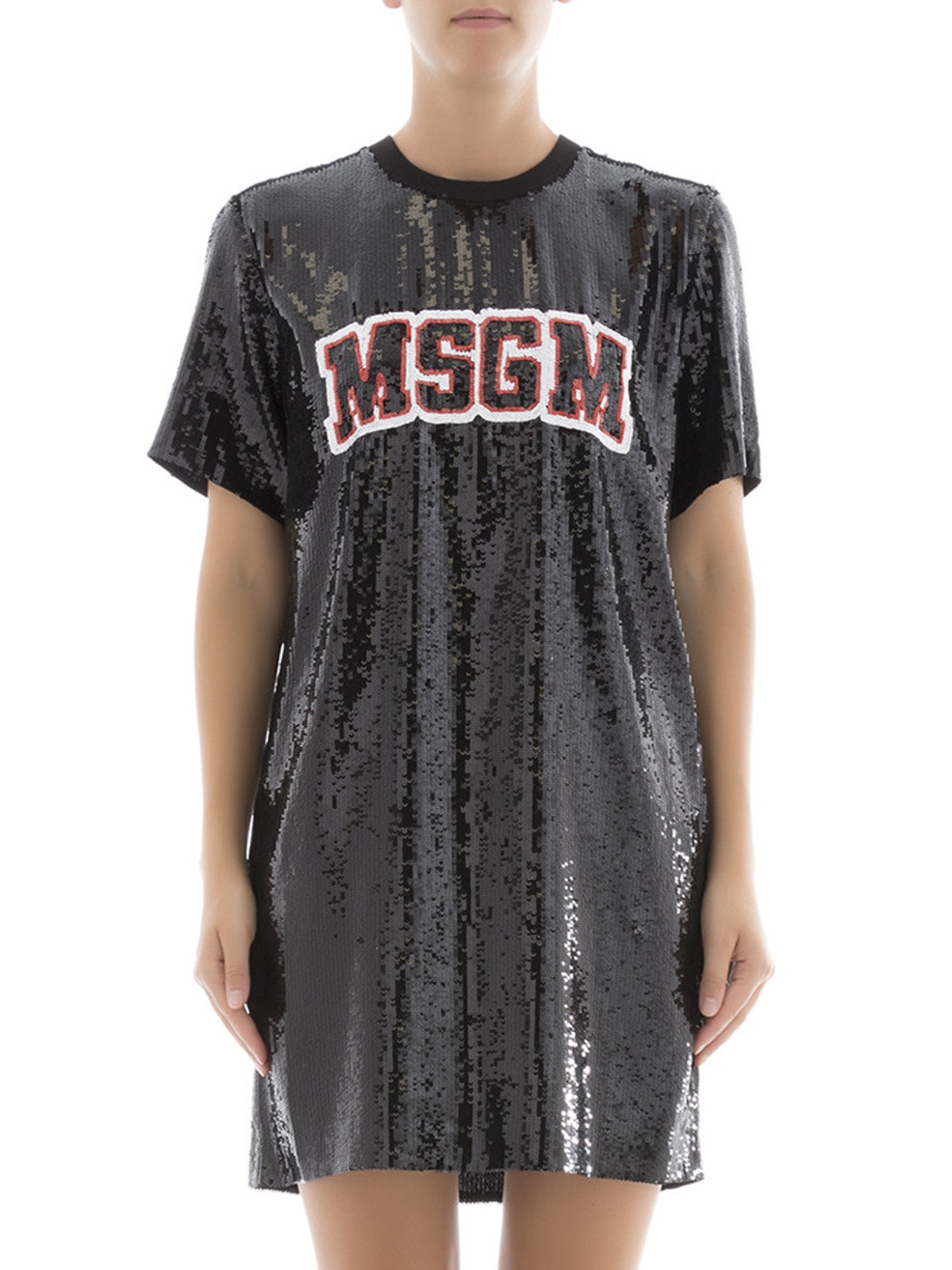 Short dresses M.S.G.M. - Sequined mini dress with logo 