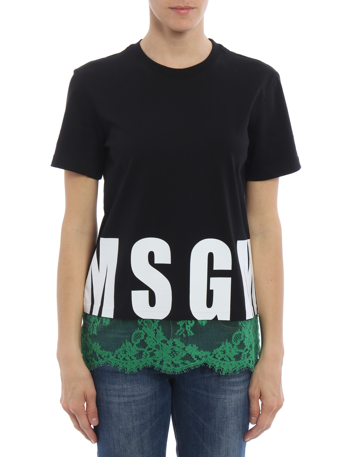 Femme Vêtements Tops T-shirts T-shirt Coton MSGM en coloris Noir 