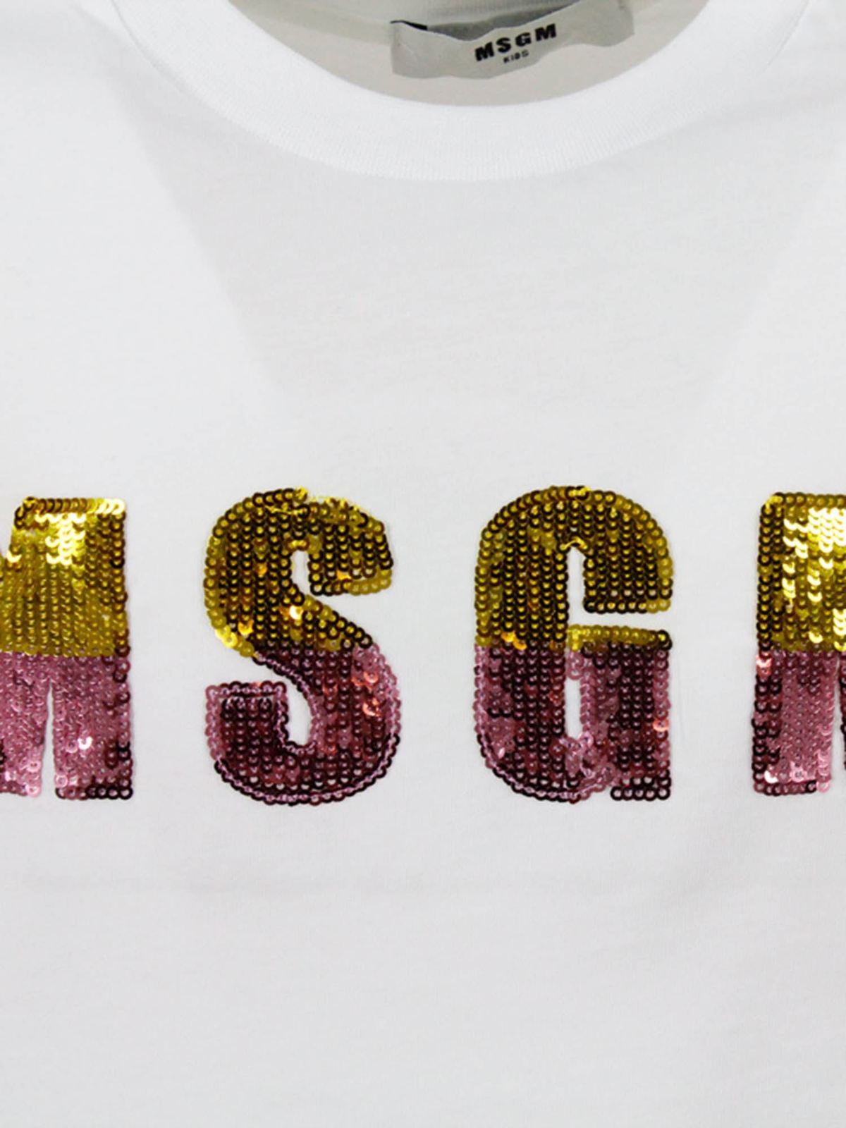 Sequins MSGM logo T-shirt in white