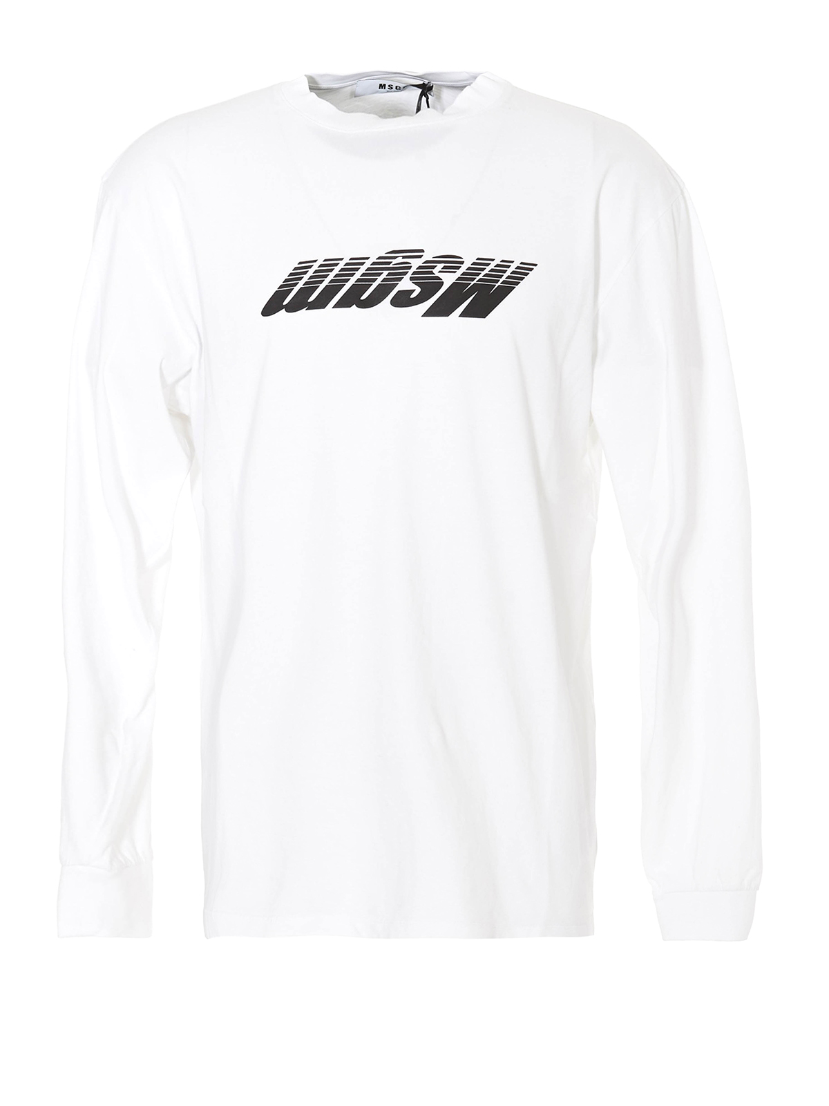 M S G M Upside Down Logo Print White T Shirt T Shirts