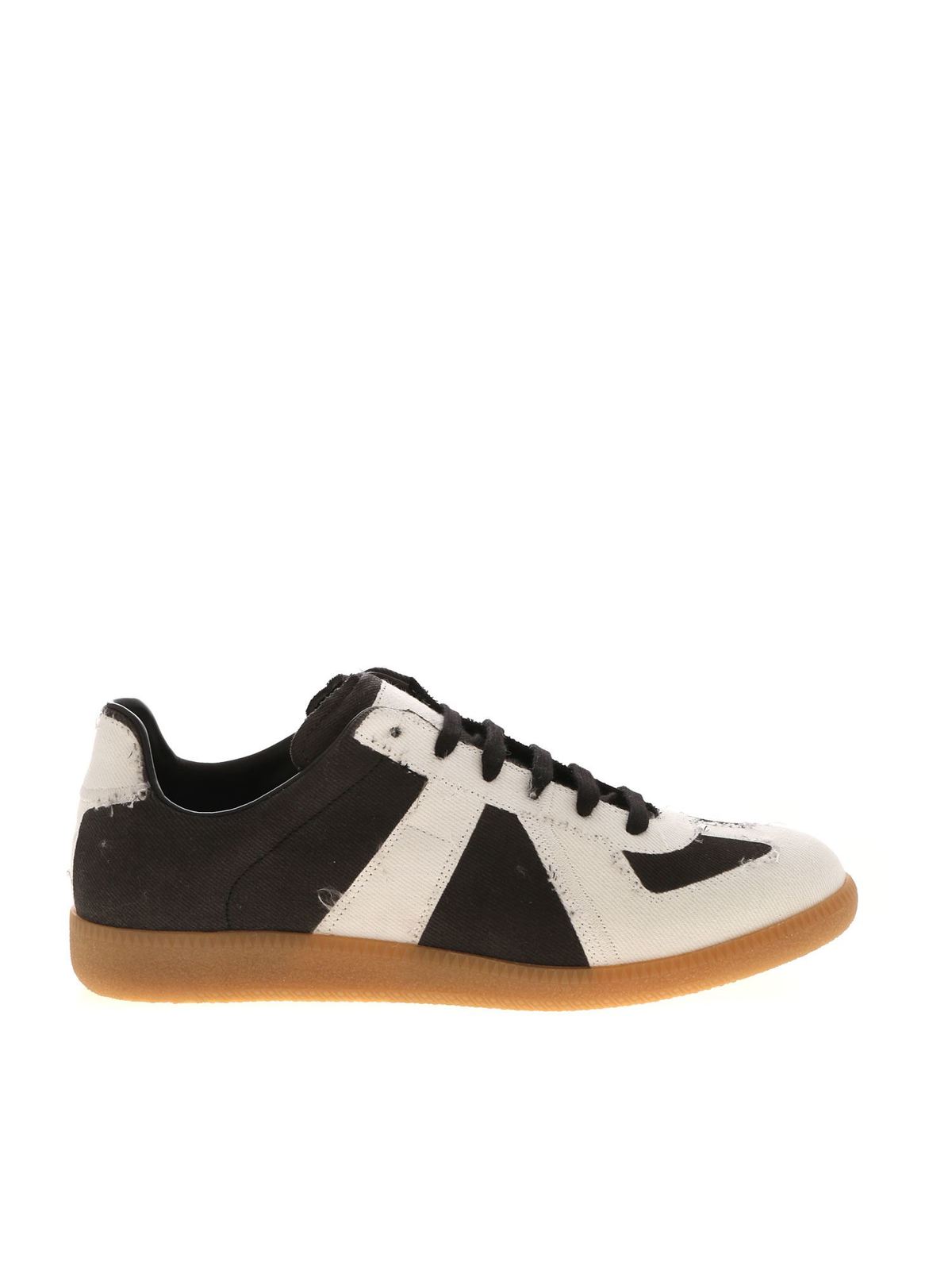 Trainers Maison Margiela - Denim effect sneakers in black and white ...