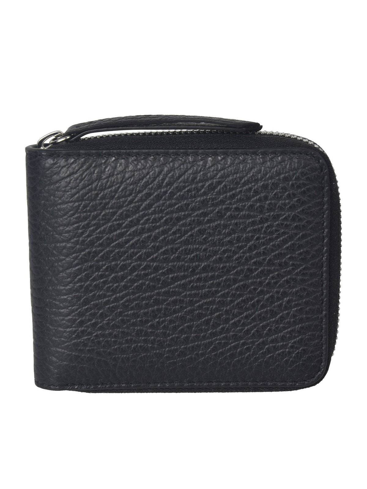 Maison Margiela - Black wallet in hammered leather - wallets & purses ...