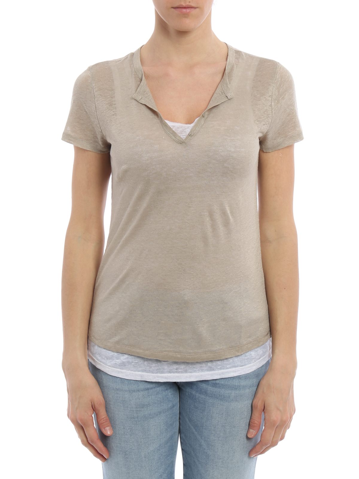 Majestic Filatures - Linen short sleeve twin-set - t-shirts - E173203571