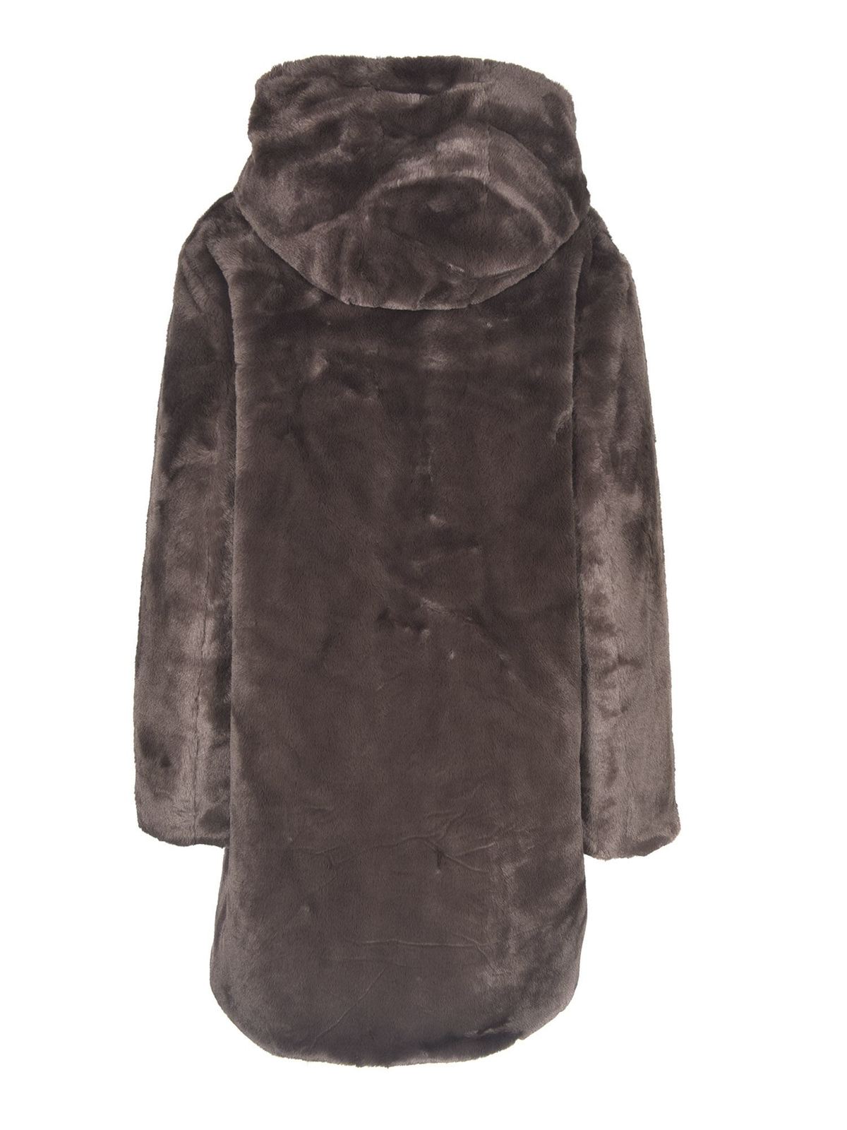 Maliparmi - Hooded eco-fur in brown - Fur & Shearling Coats ...