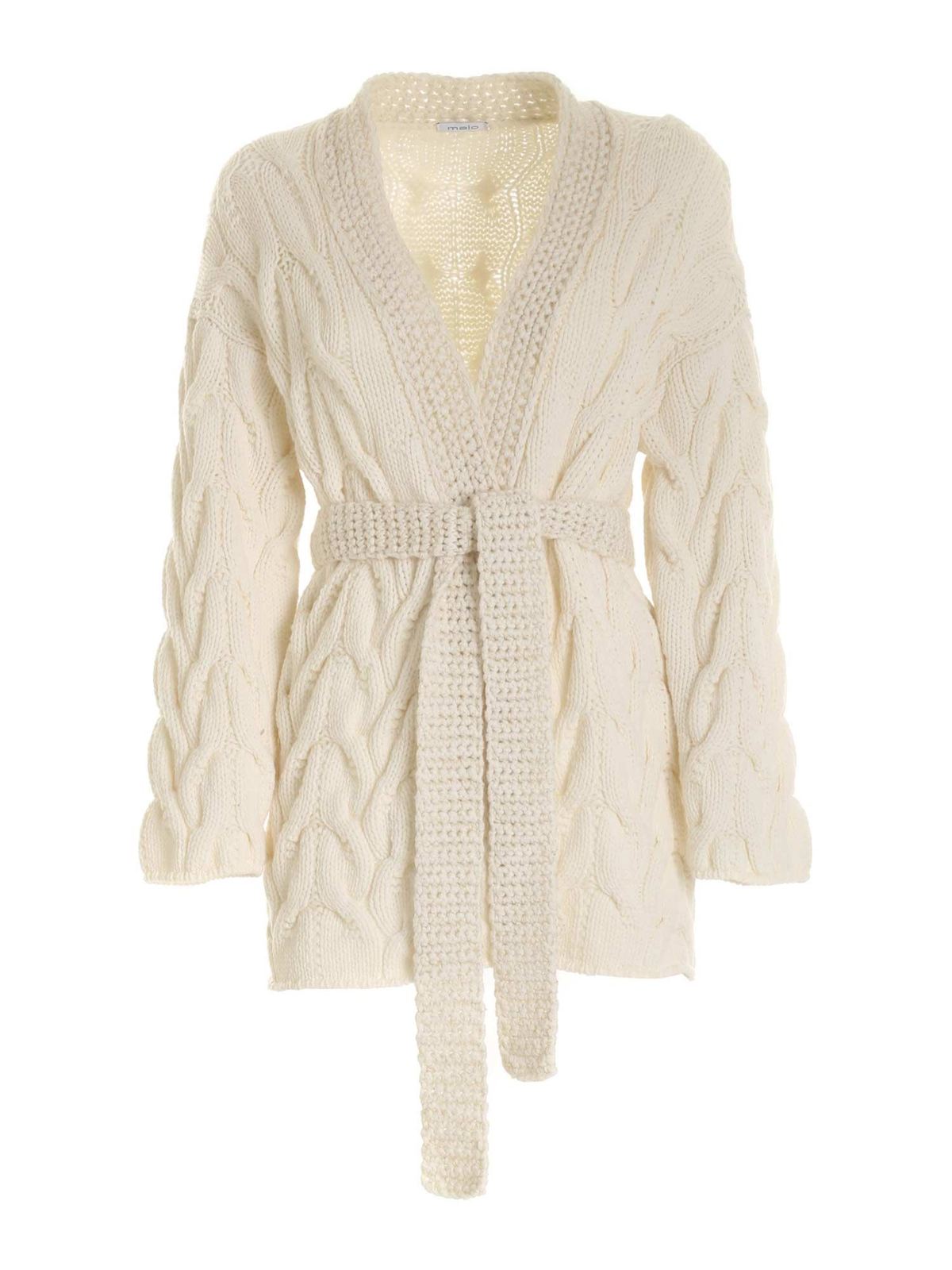 Malo OVERSIZED CABLE CARDIGAN IN CREAM COLOR