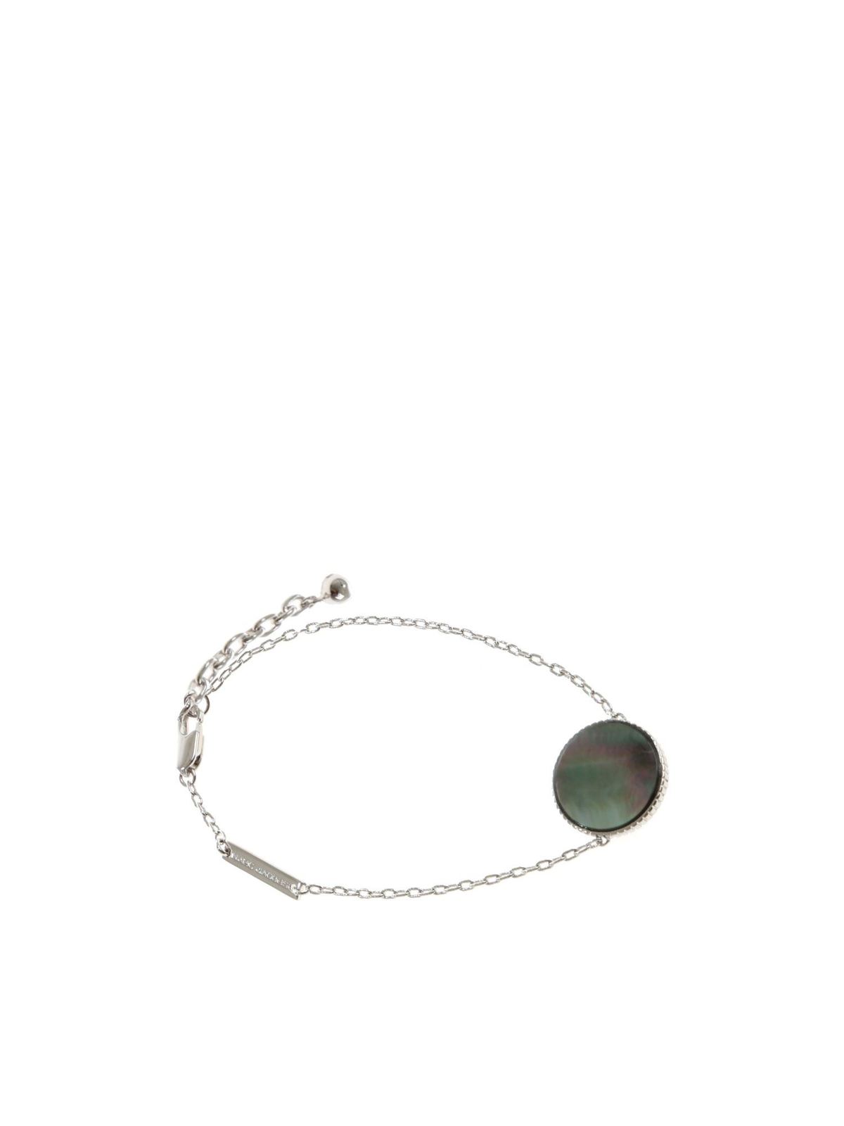 MARC JACOBS SILVER PEARLESCENT LOGO CHAIN BRACELET