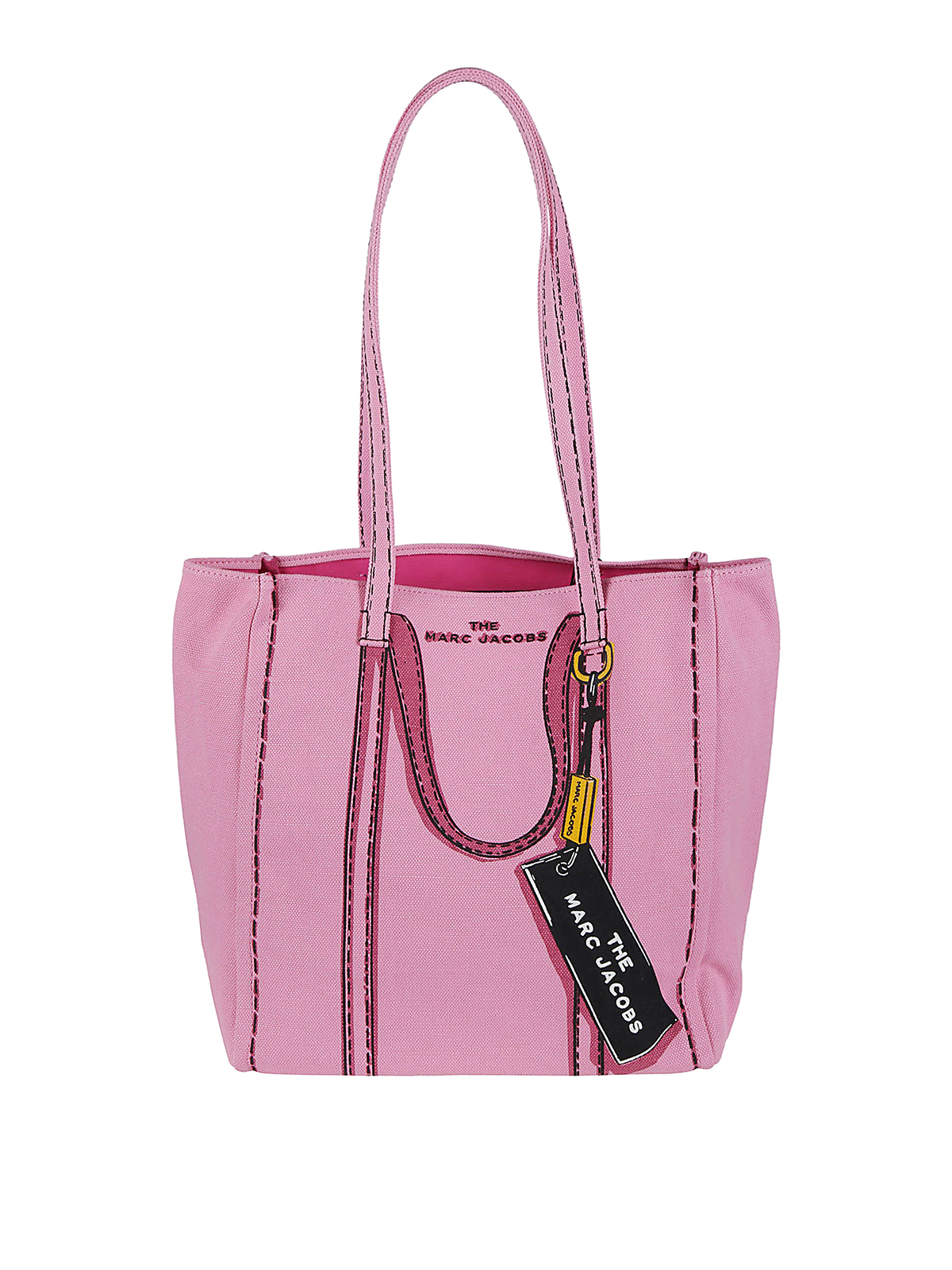 MARC JACOBS THE TROMPE LOEIL TAG PINK CANVAS TOTE