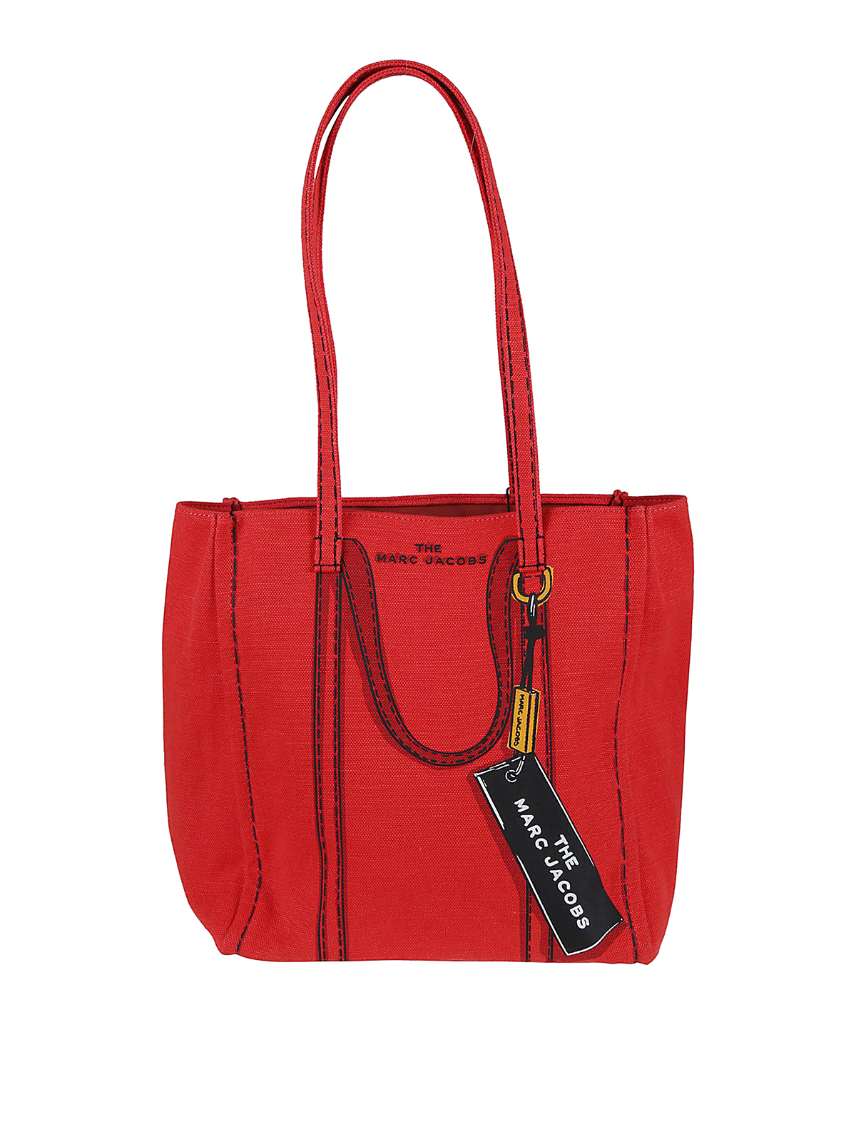 MARC JACOBS THE TROMPE LOEIL TAG RED CANVAS TOTE