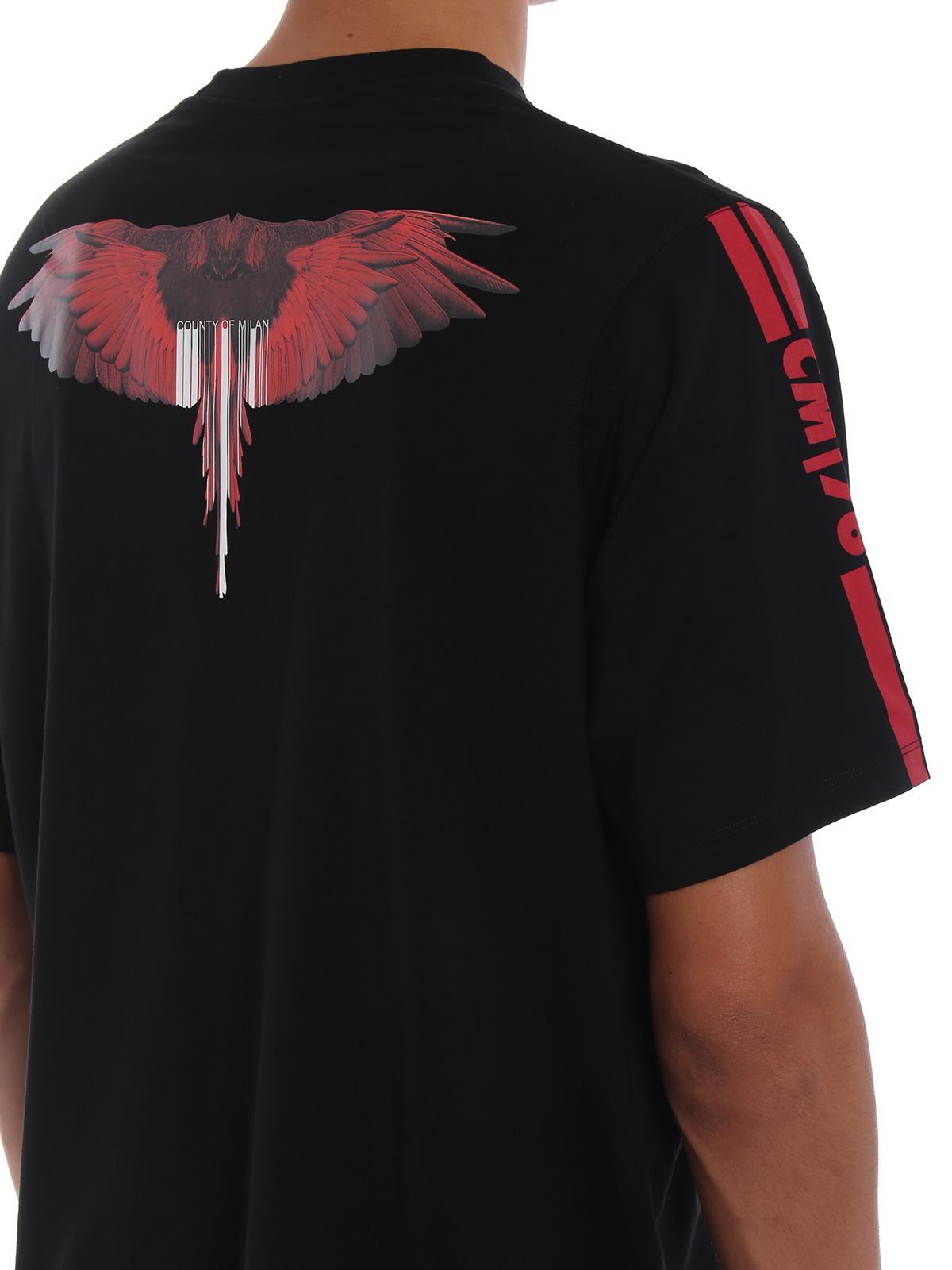 Peer munching ankel T-shirts Marcelo Burlon - Wings Barcode black cotton T-shirt -  CMAA052E180010151020