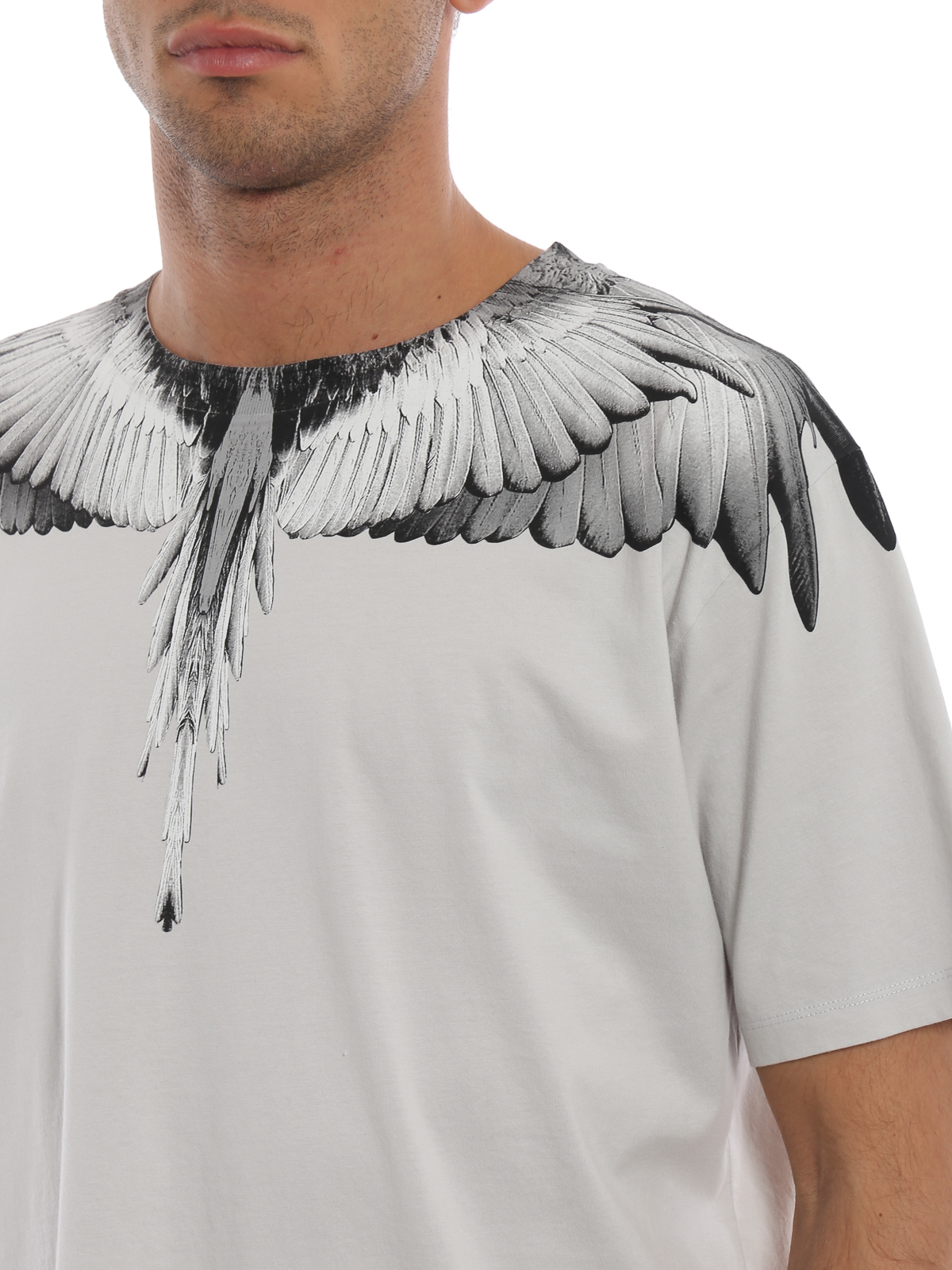 glide Bedst Skrøbelig T-shirts Marcelo Burlon - Wings pearl grey cotton T-shirt -  CMAA018E180010010606
