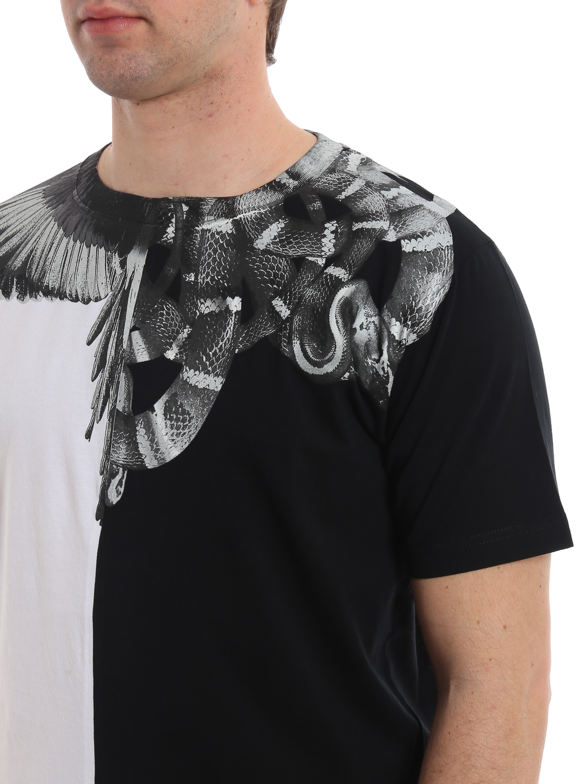 Landmand Berolige kold T-shirts Marcelo Burlon - Wings Snakes black and white T-shirt -  CMAA018R190010201091