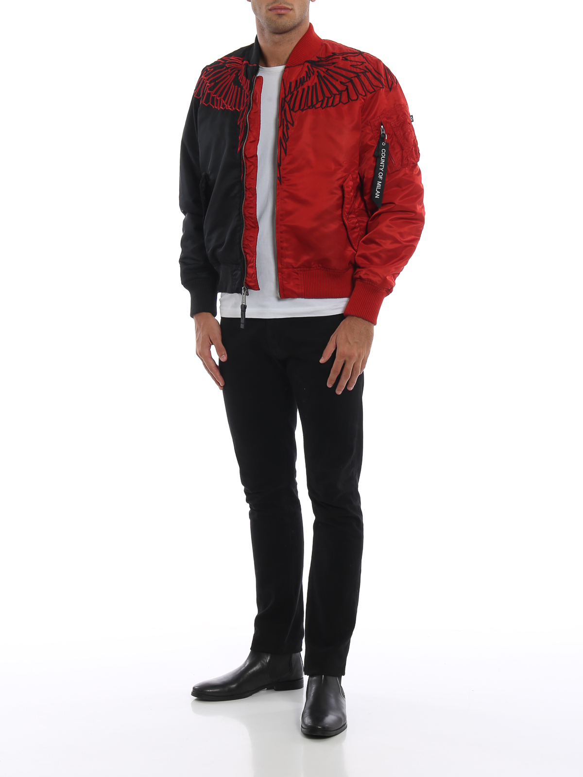 Bombers Marcelo Burlon - Wings Alpha Ma-1 black and red bomber 