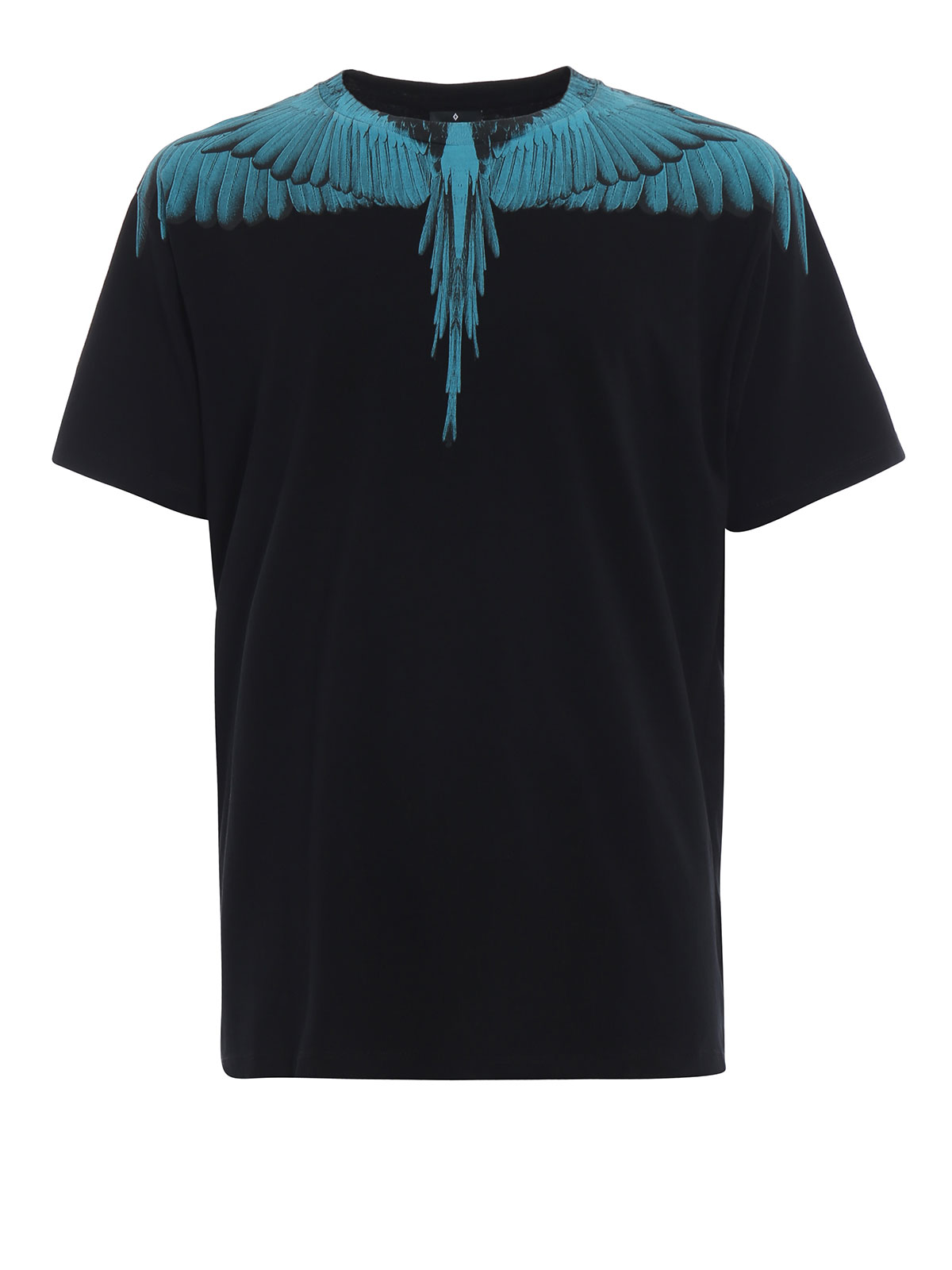 Marcelo Burlon - Turquoise Wings black cotton T-shirt - CMAA018E180010011031