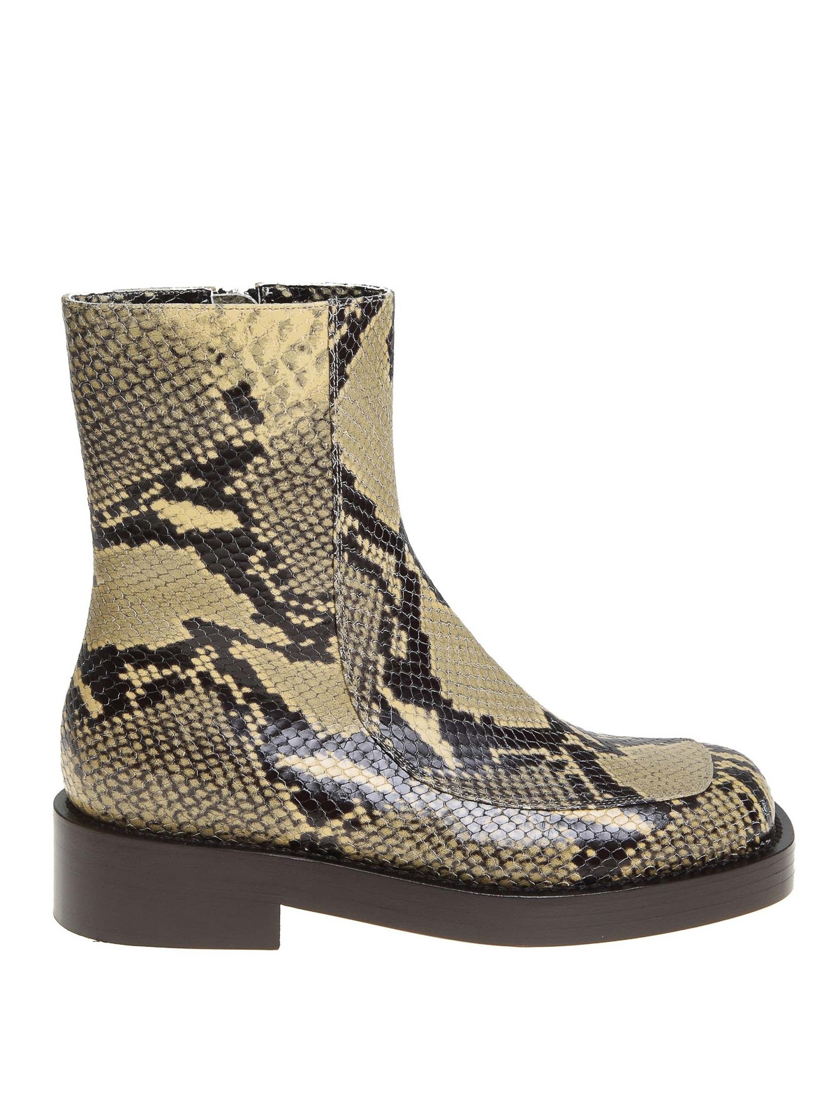 MARNI PYTHON PATTERN LEATHER ANKLE BOOTS