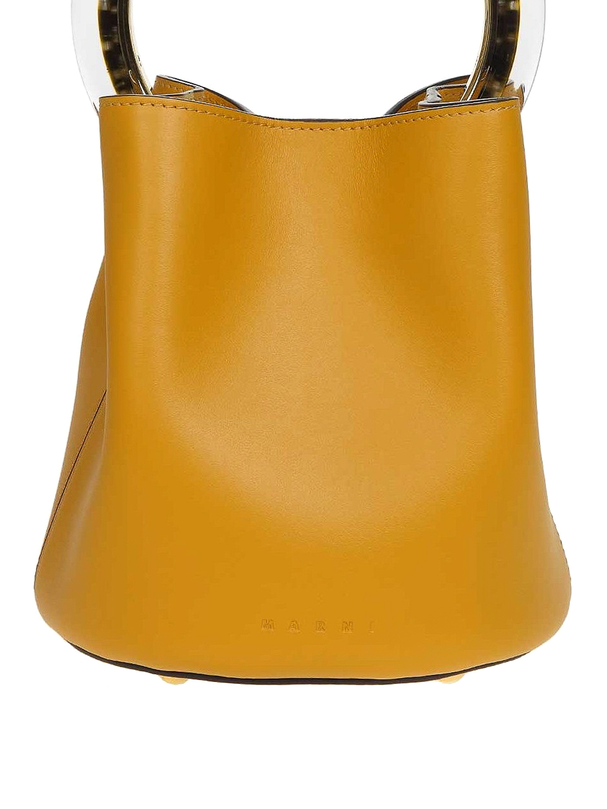 yellow leather bucket bag