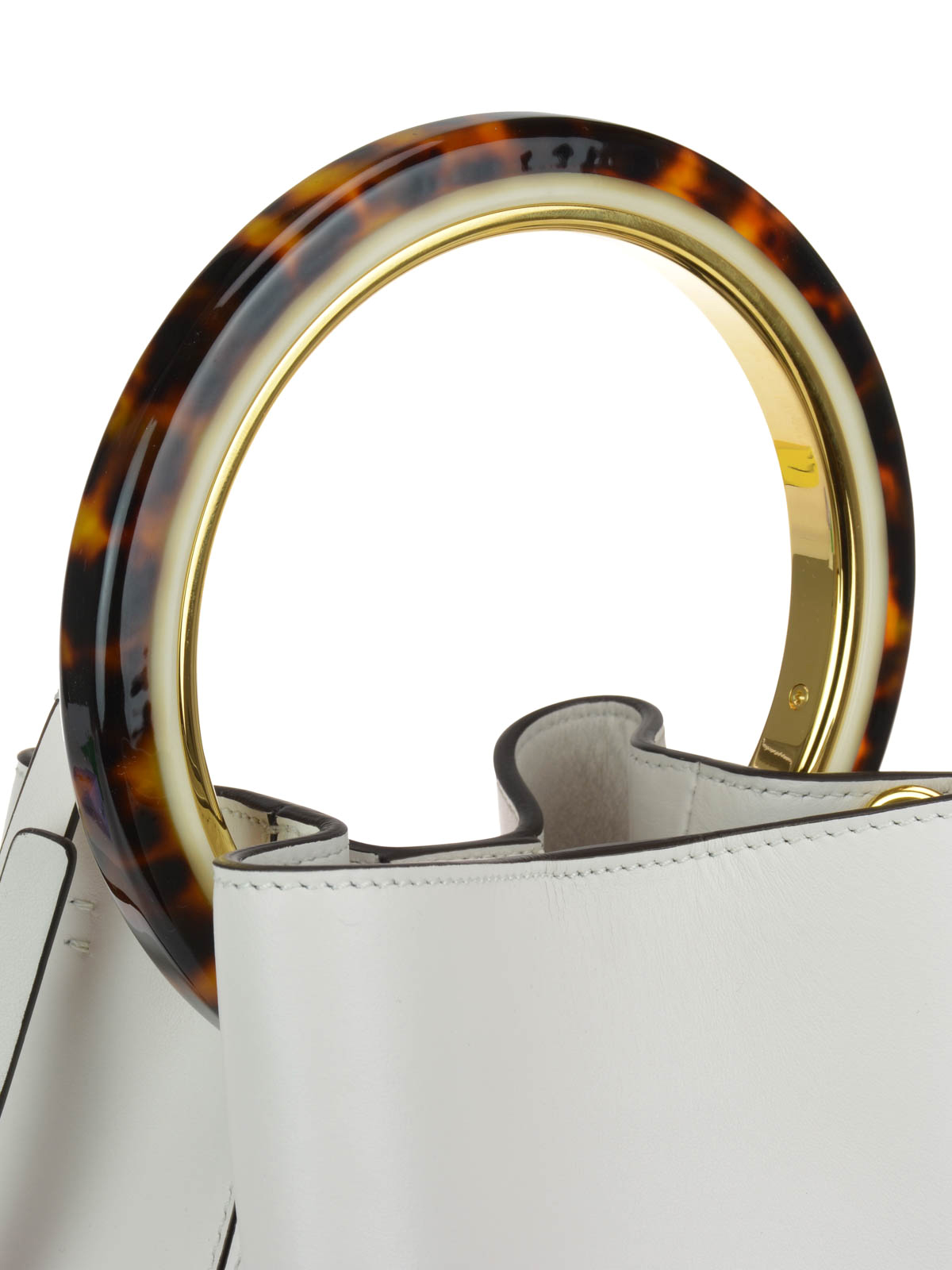 Marni White bucket bag with tortoiseshell handle Bucket bags