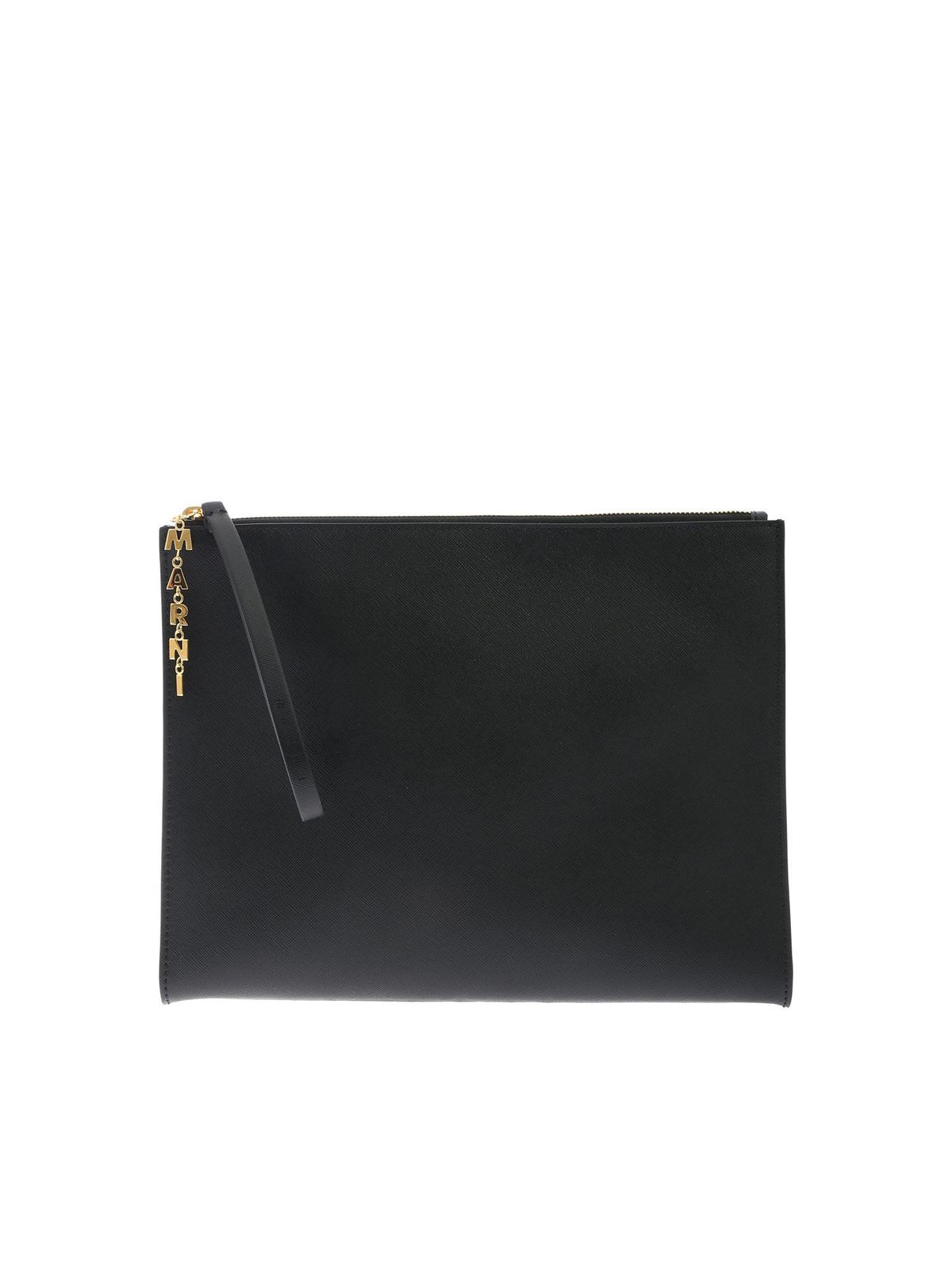 Clutches Marni - Clutch bag in black and burgundy leather ...