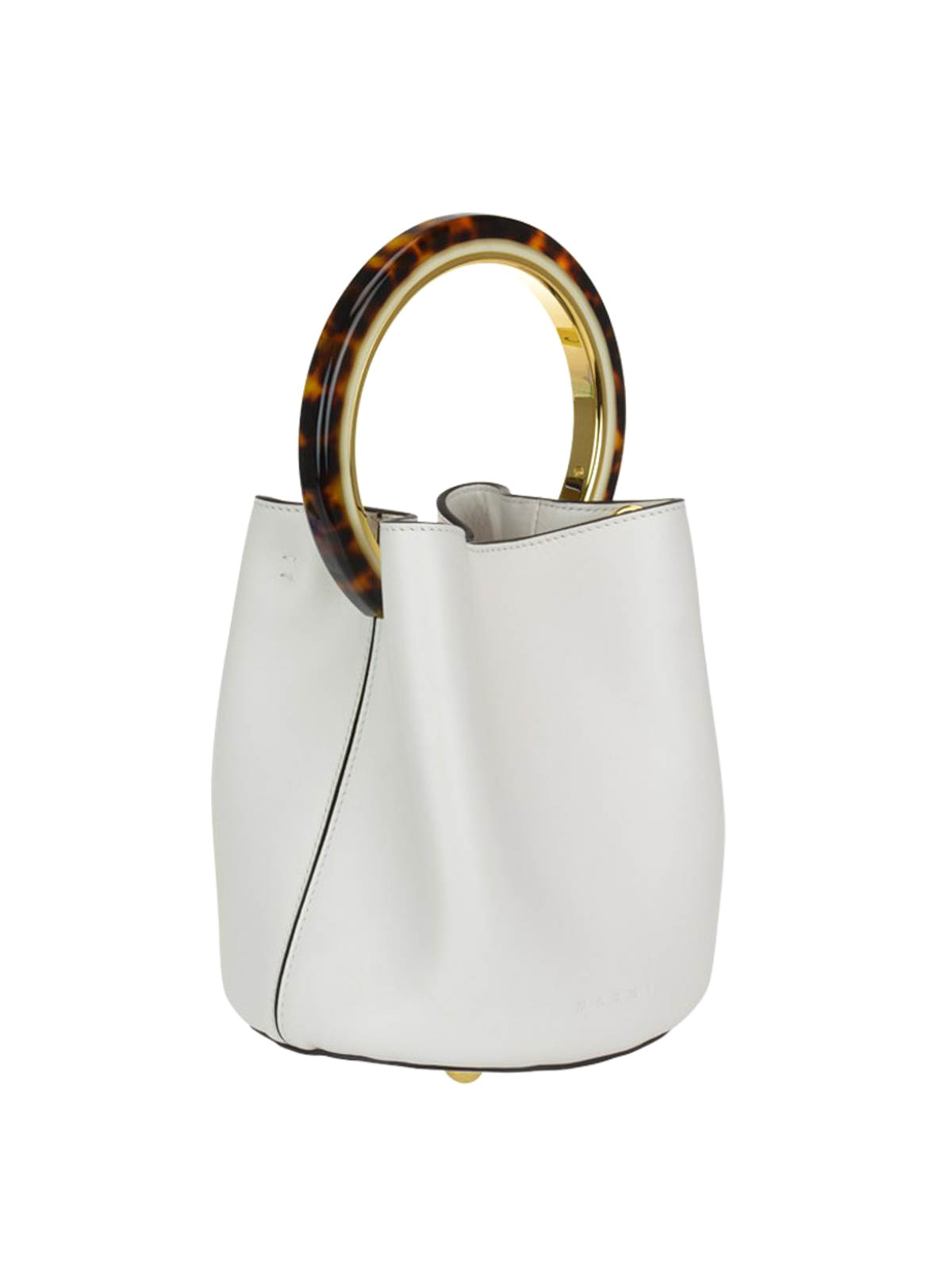 Marni - White bucket bag with tortoiseshell handle - Bucket bags ...