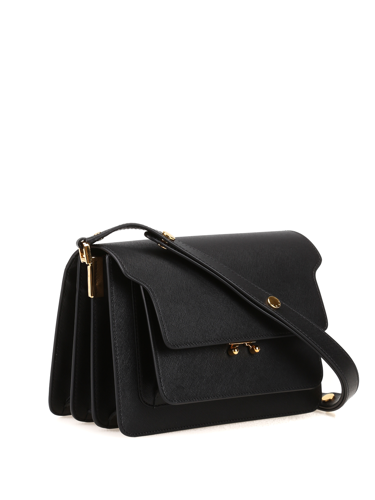 Marni - Black saffiano leather shoulder bag - shoulder bags ...