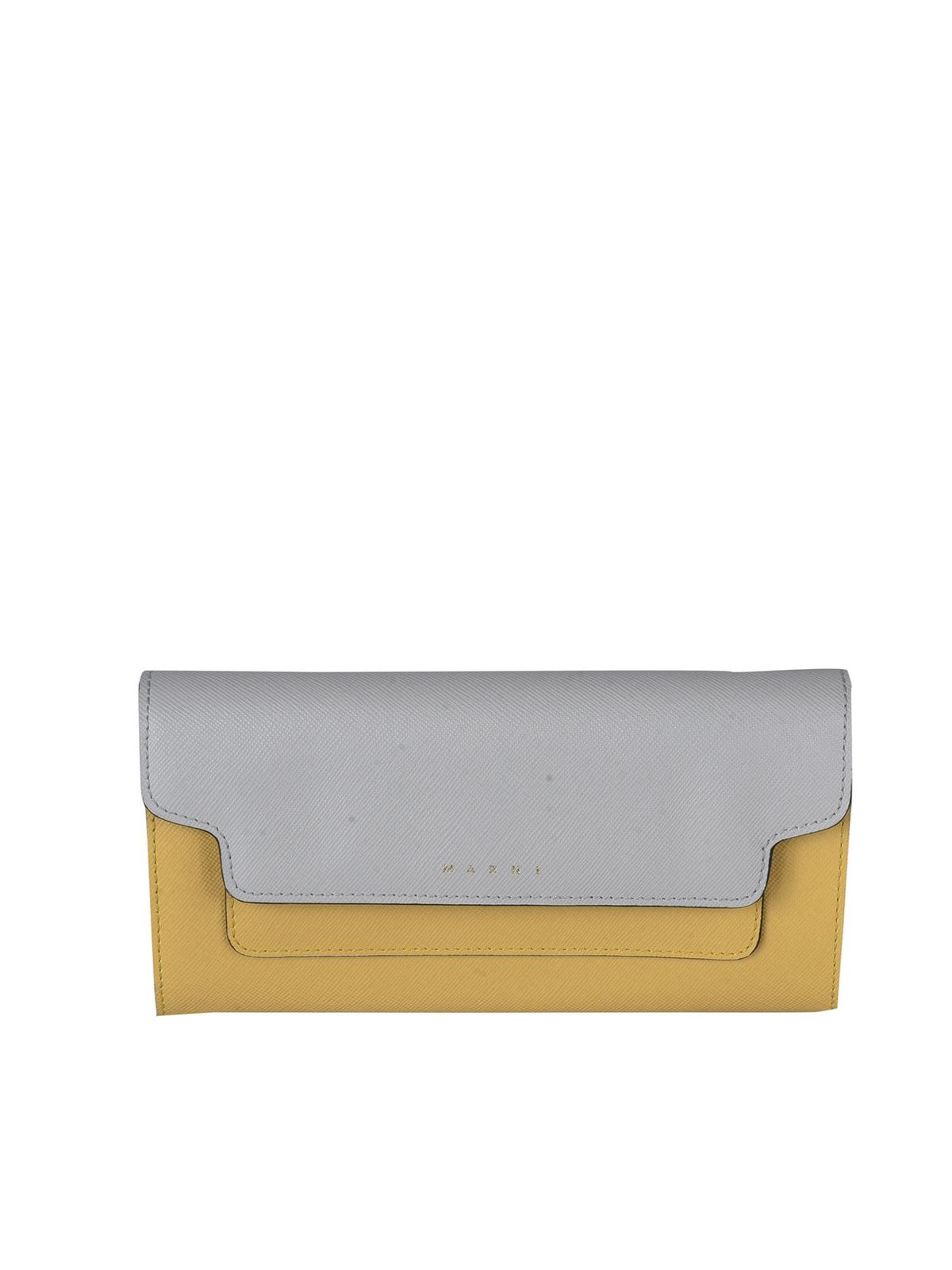 Wallets & purses Marni - Color block wallet in yellow and grey