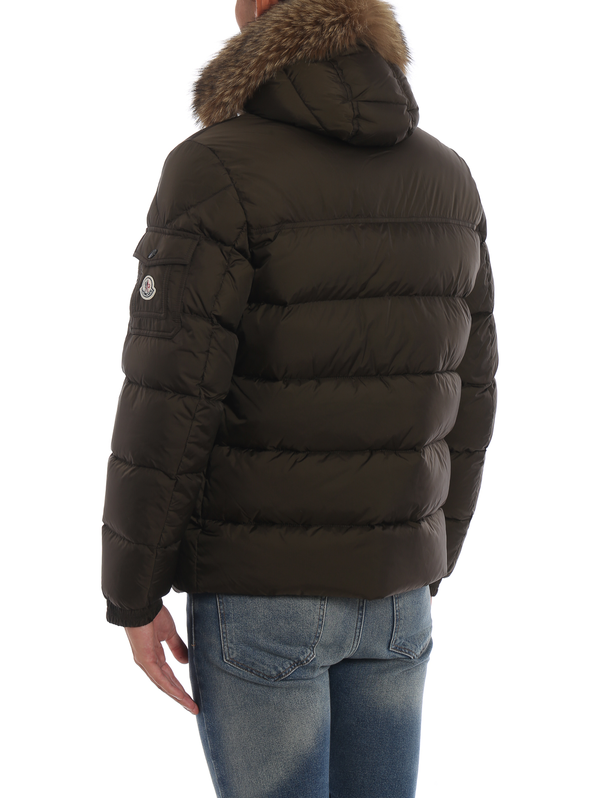 Padded jackets Moncler - Marque fur trimmed hood puffer jacket ...