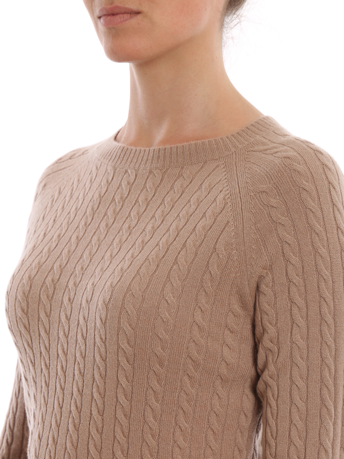 Crew necks Max Mara - Fleur cable knit cashmere sweater - 136605996004