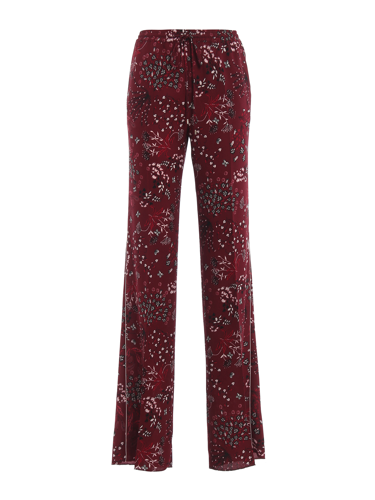 Max Mara Fertile Flower Print Trousers In Dark Red | ModeSens