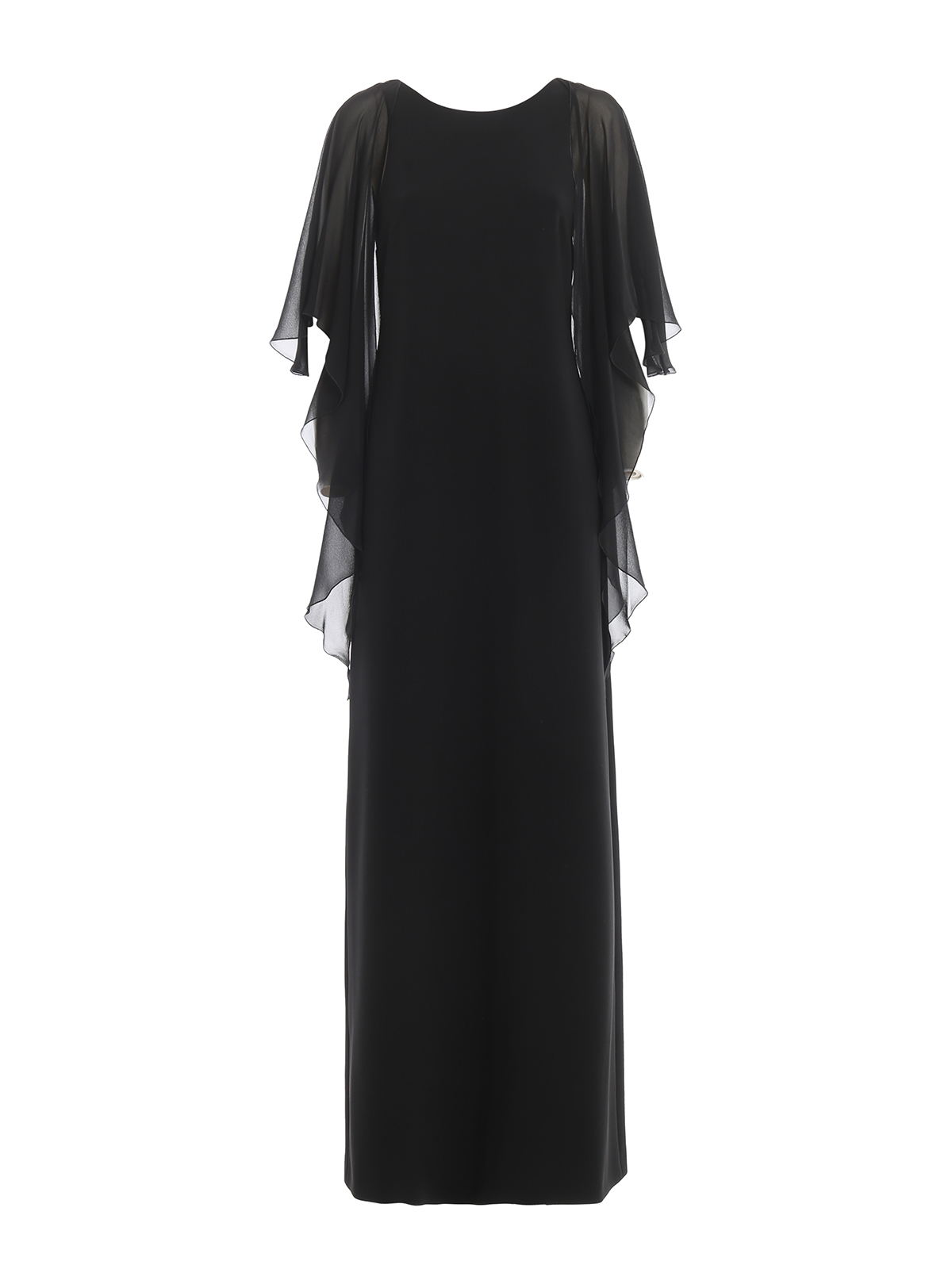 Evening dresses Max Mara - Black cady and silk chiffon Dovere gown ...