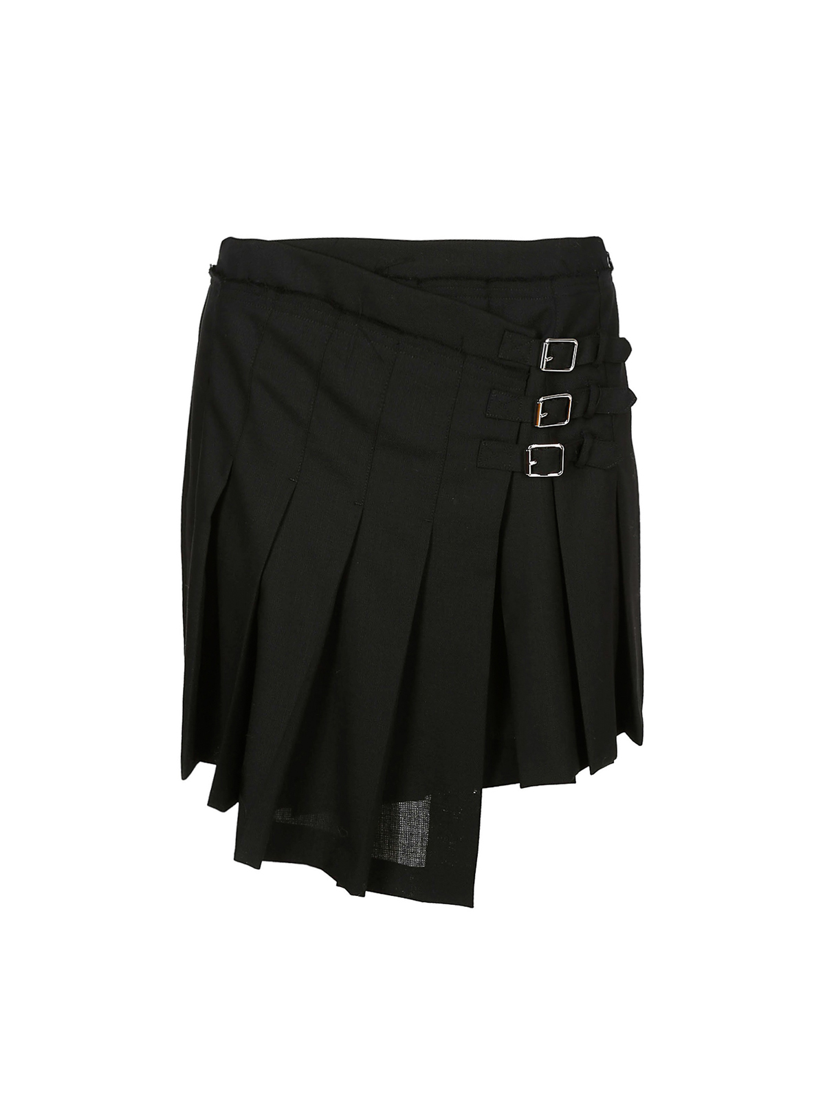 black pleated mini wrap skirt