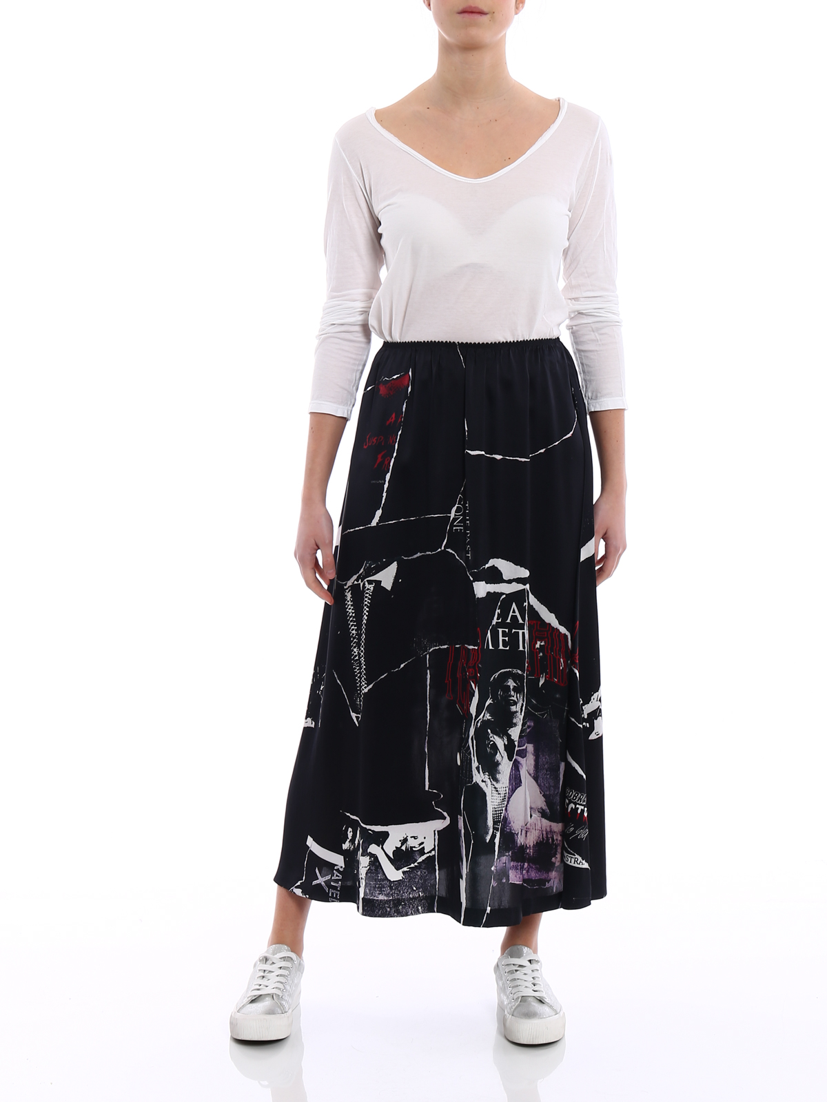 mid length satin skirts grey