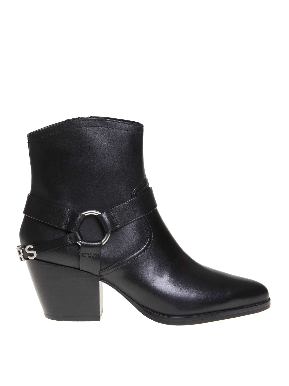 Michael Kors Goldie Leather Ankle Boot In Black Color In Nero (black ...