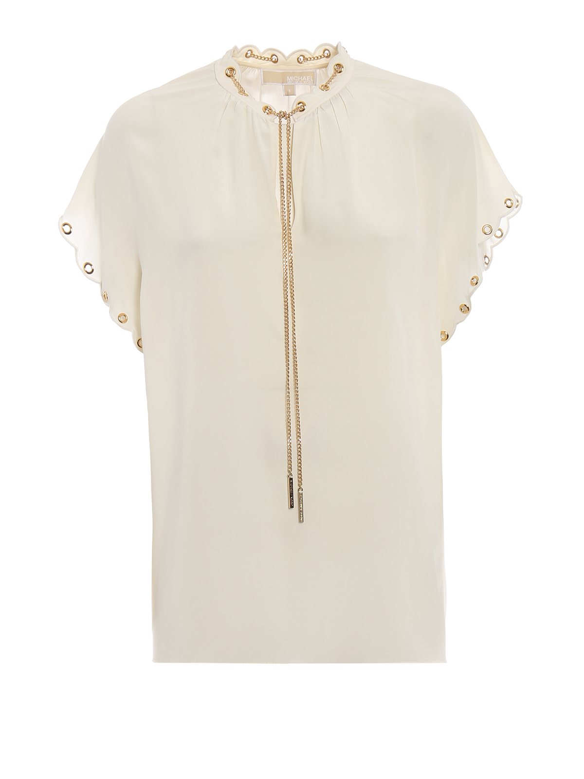 michael kors white blouse with gold chain