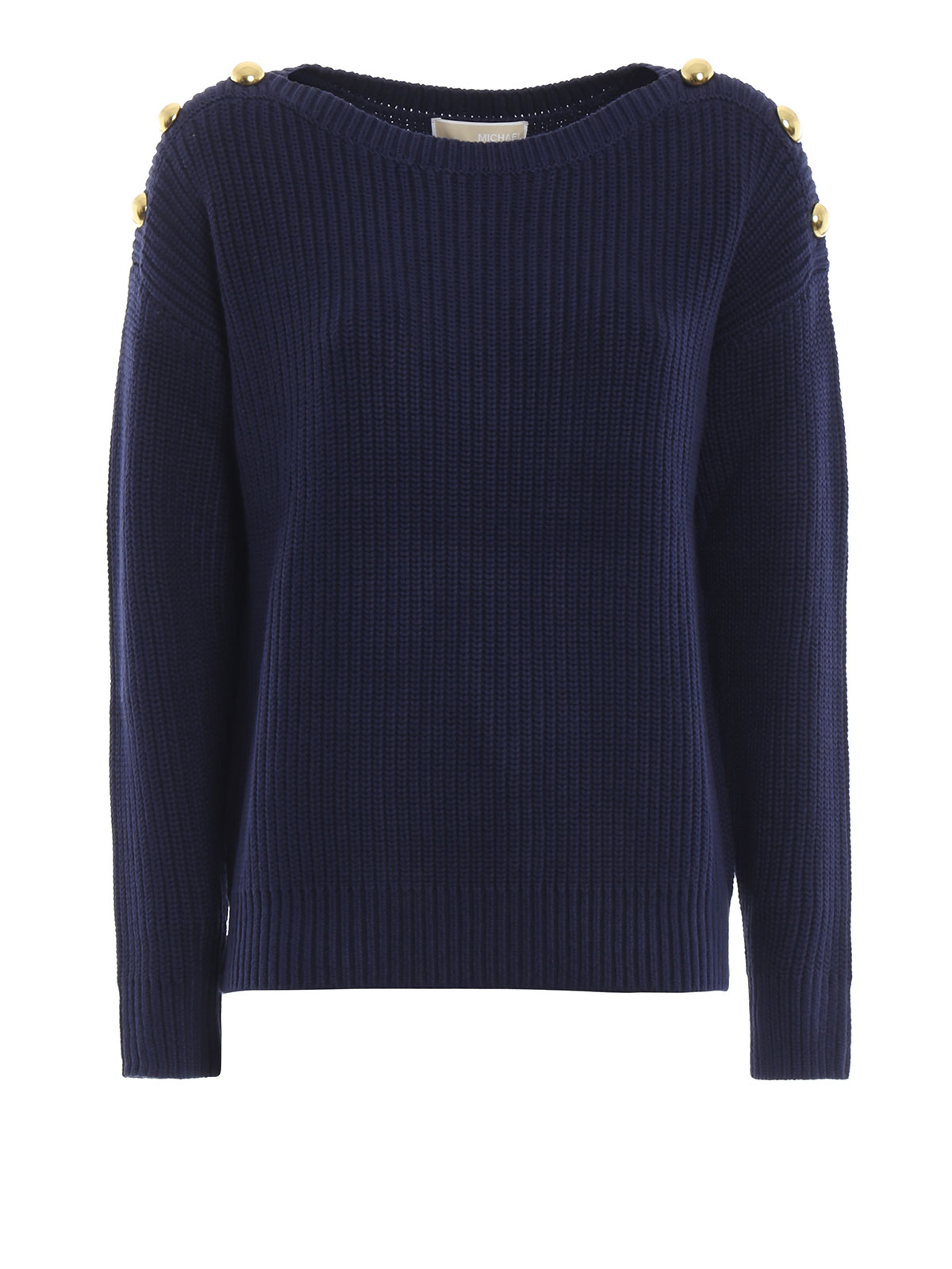 Boat necks Michael Kors - Blue sweater with gold button detail -  MU86NNCMP5456