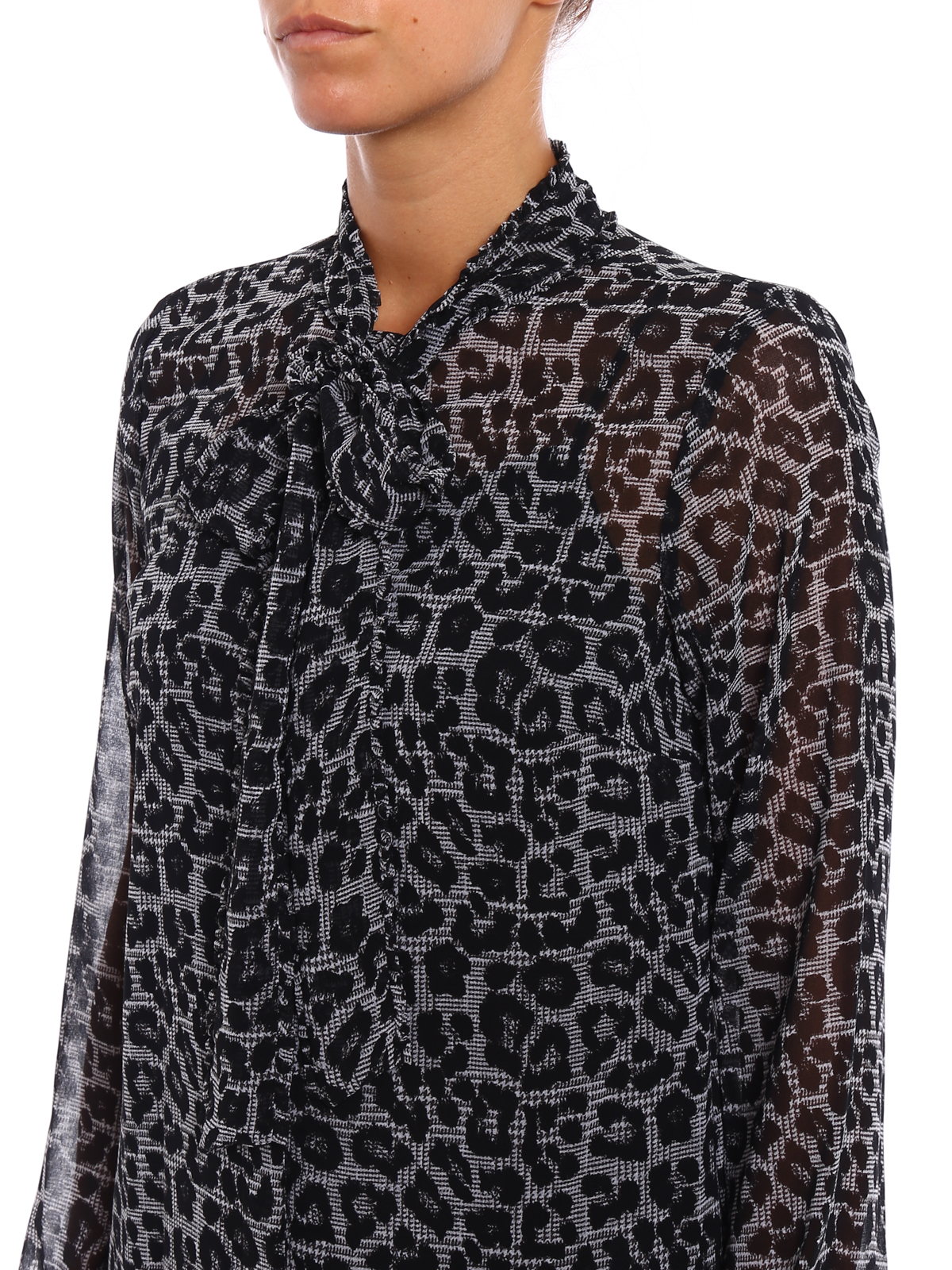 Shirts Michael Kors - Animal print shirt with bow - MF74L94782001