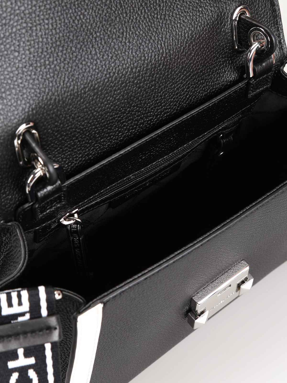 whitney medium metallic logo jacquard satchel
