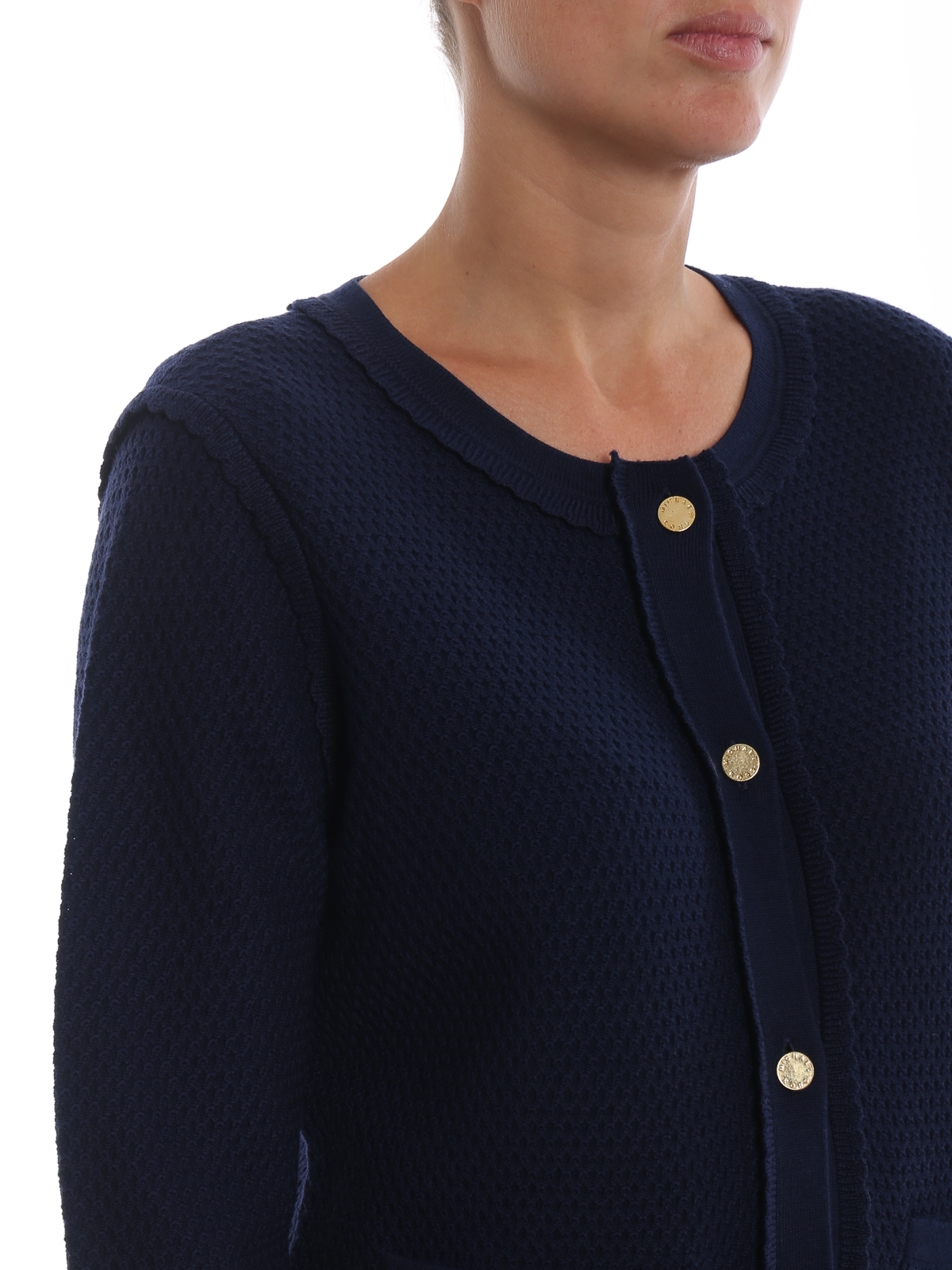 Cardigans Michael Kors - Blue honeycomb knitted wool cardigan -  MU86NP94VR456