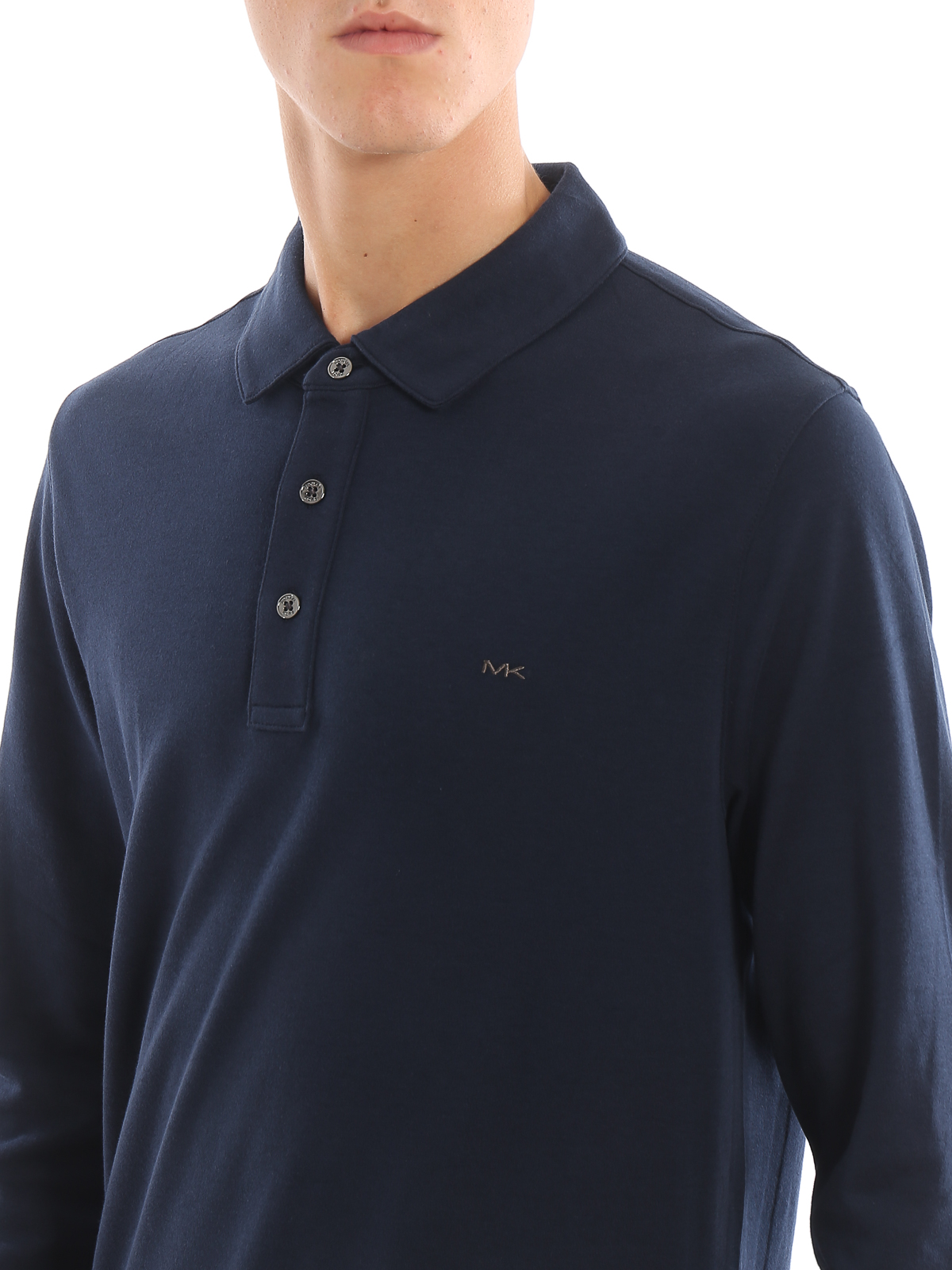 Blue jersey long sleeve polo shirt 