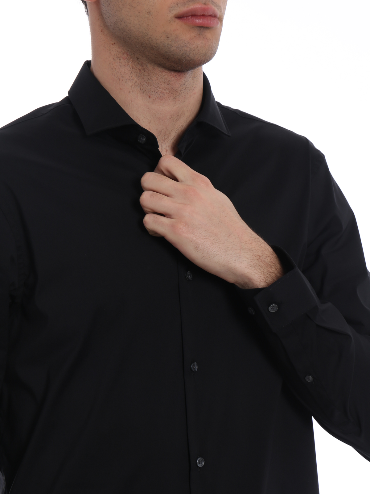 hoeveelheid verkoop Il Huidige Shirts Michael Kors - Cotton blend slim fit black shirt - CB94C6GAG5001
