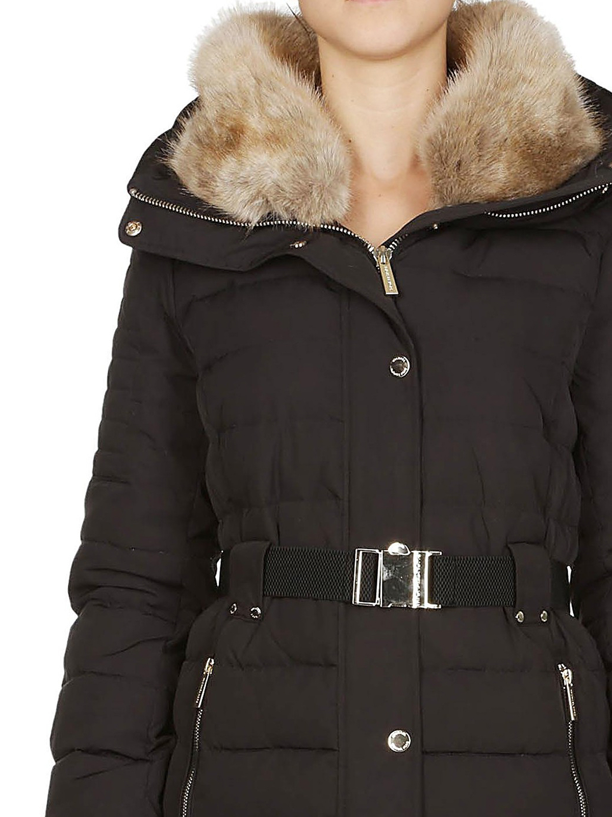 Padded jackets Michael Kors - Fur collar belt detailed hooded puffer jacket  - 77G3858M82001