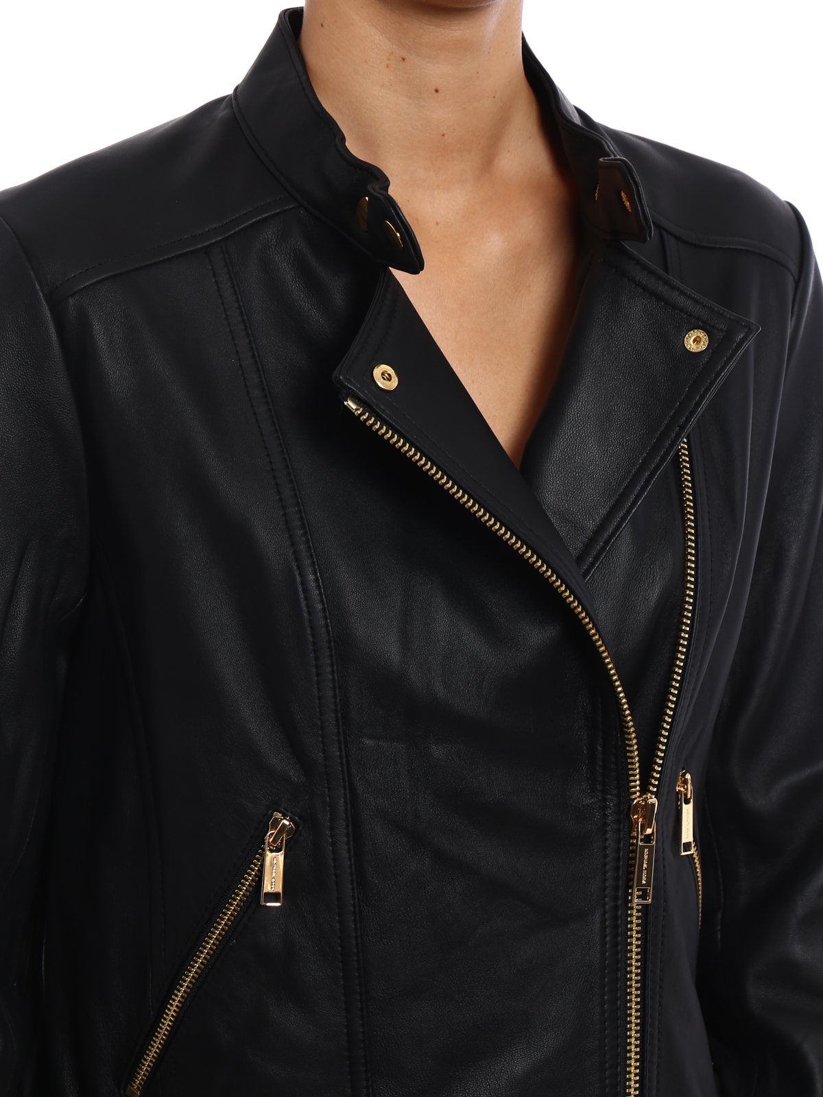 Descubrir 120+ imagen michael kors black jacket gold zipper ...