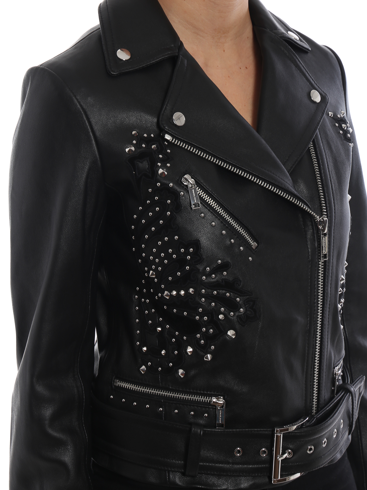 michael kors studded leather moto jacket