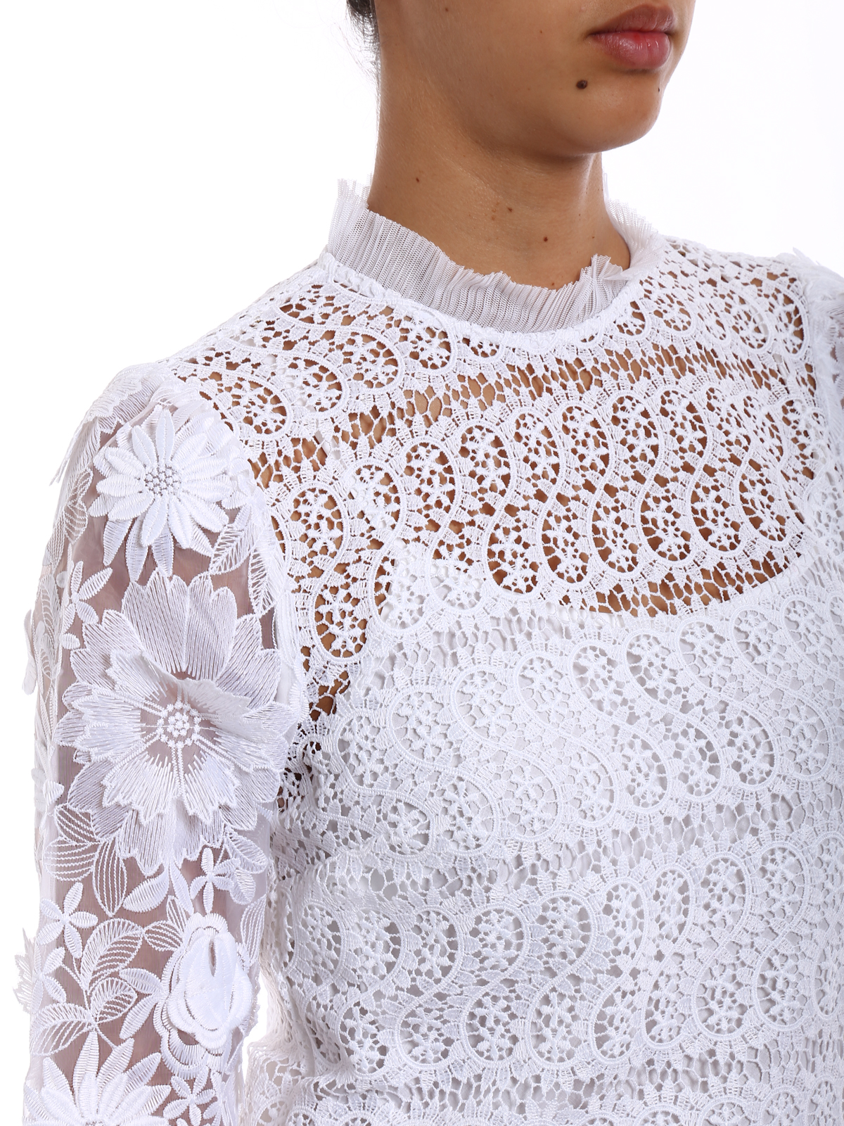 Blouses Michael Kors - See-through lace white blouse - MF74LA779R100