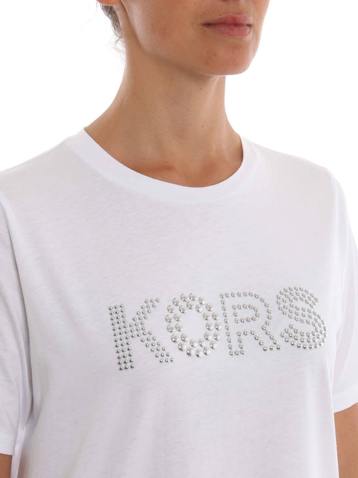 T-shirts Michael Kors - Studded logo white T-shirt - MU95M9697J100