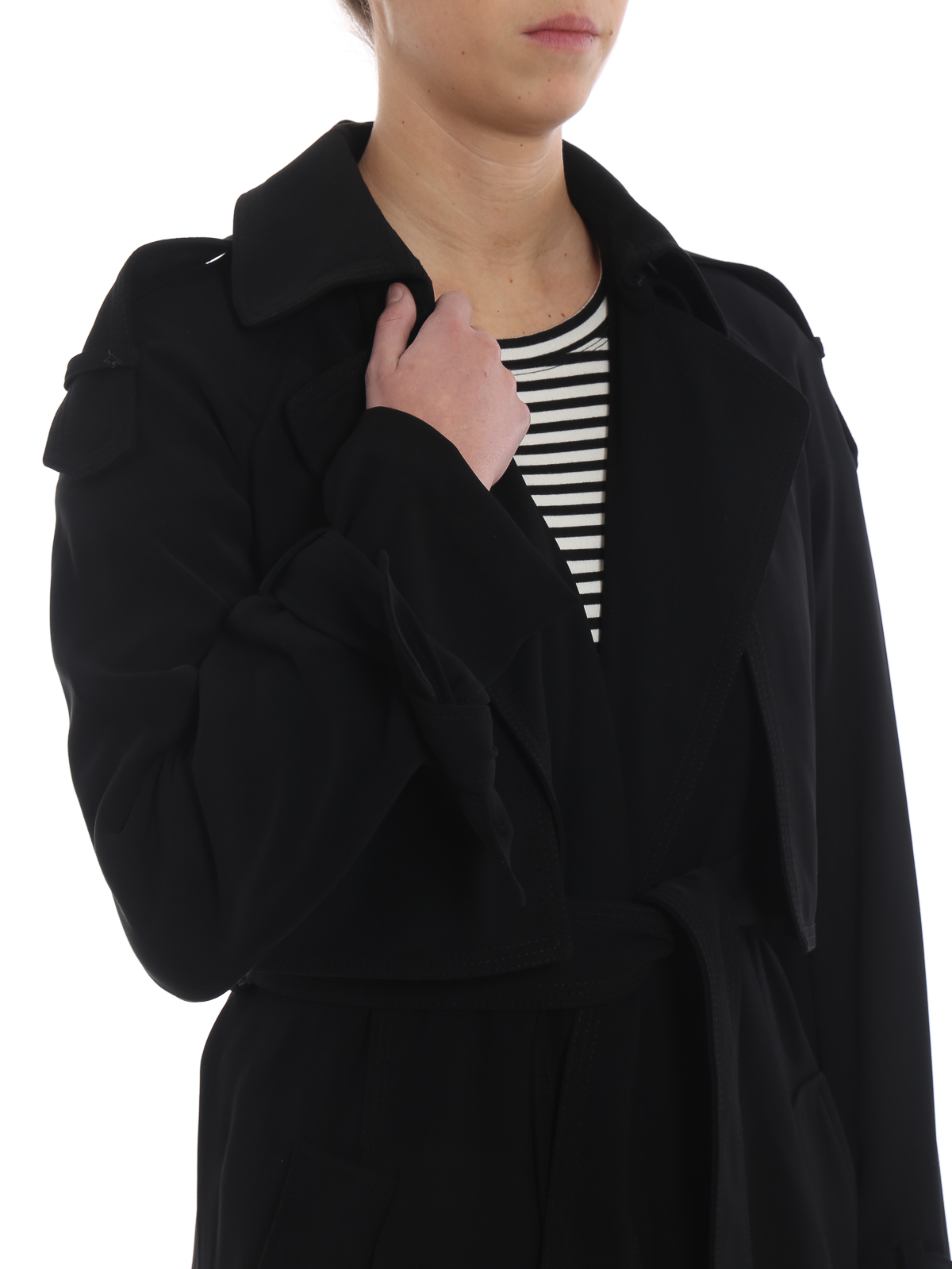 Trench coats Michael Kors - Tech fabric black long wrap trench coat -  MH82HU86BZ001