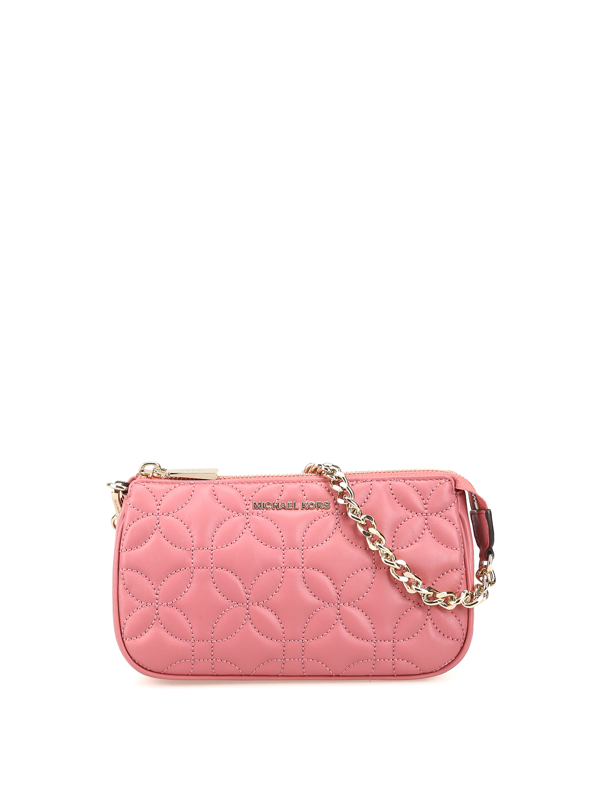 Michael Kors - MD Chain pink quilted leather clutch - clutches ...