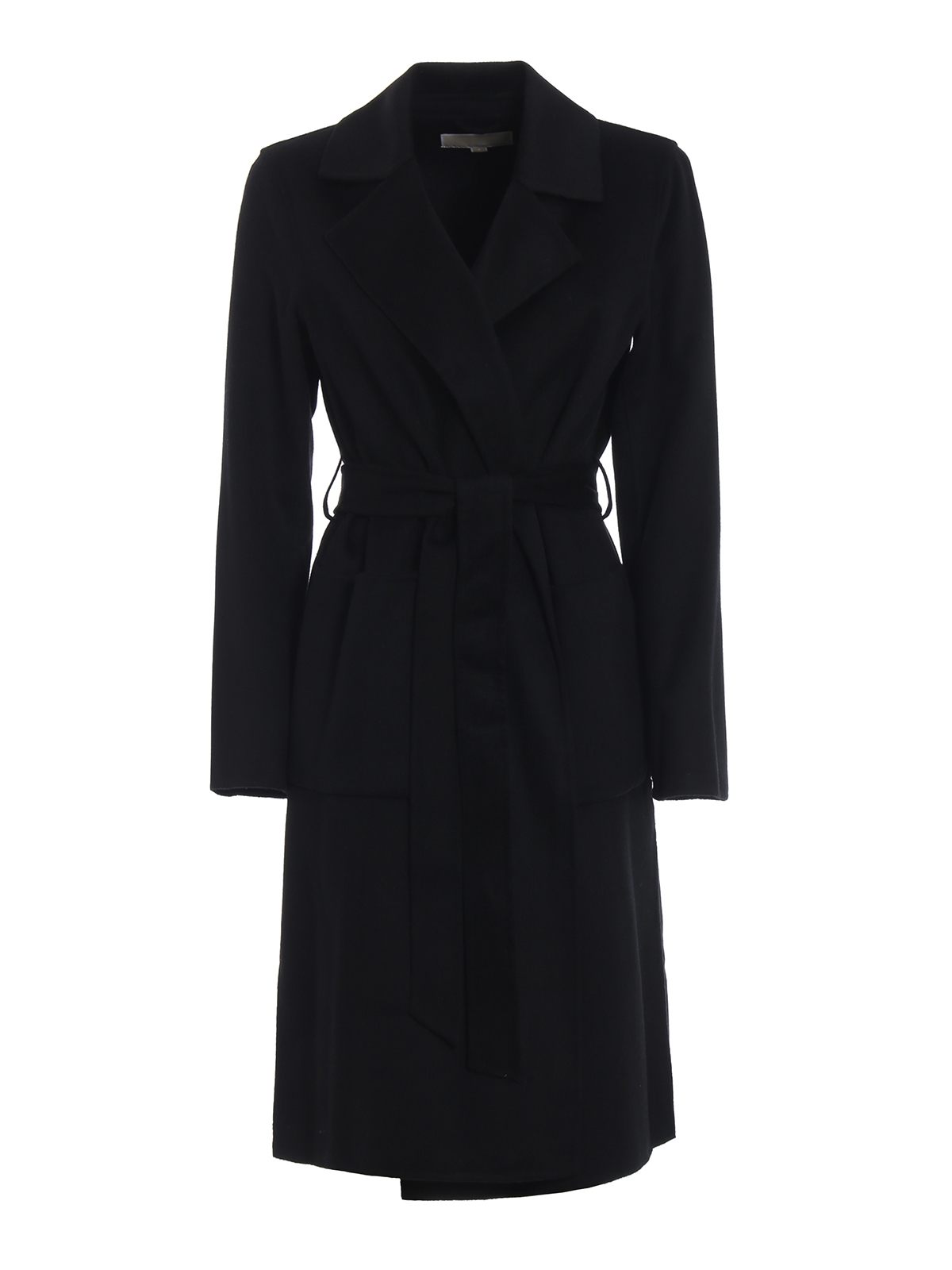 Knee length coats Michael Kors - Black wool blend wrap coat - 77G3857M22001