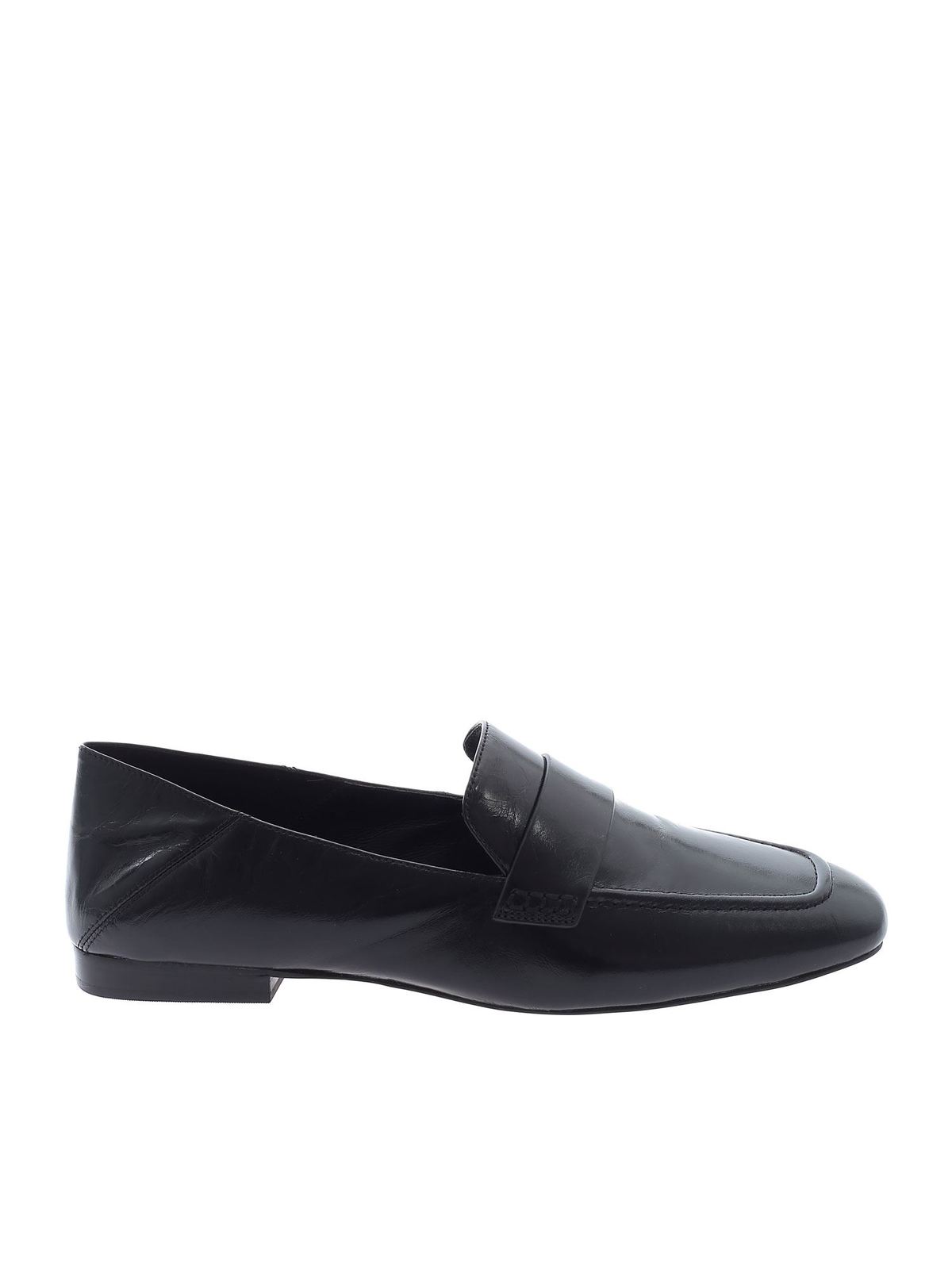 MICHAEL KORS EMORY LOAFERS IN BLACK CRINKLED LEATHER