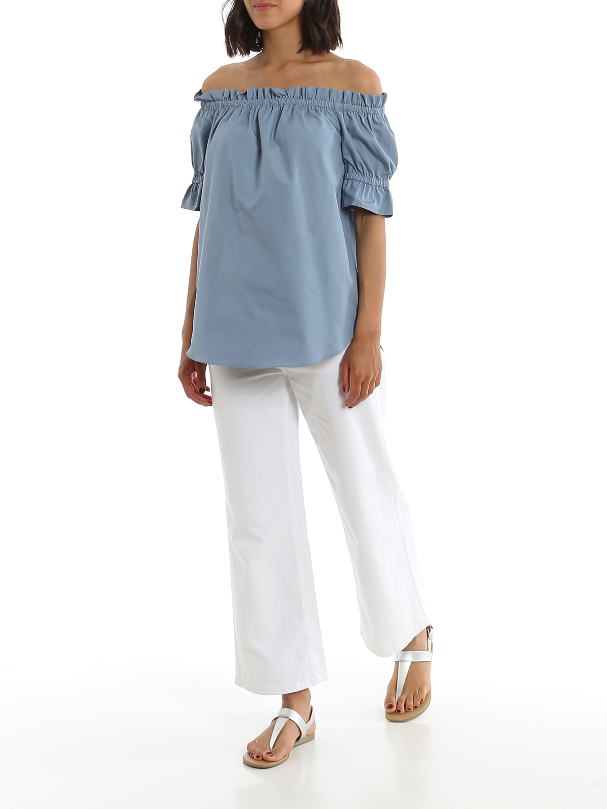 Blouses Michael Kors - Poplin off the shoulder top - MS04M1AE5Y424